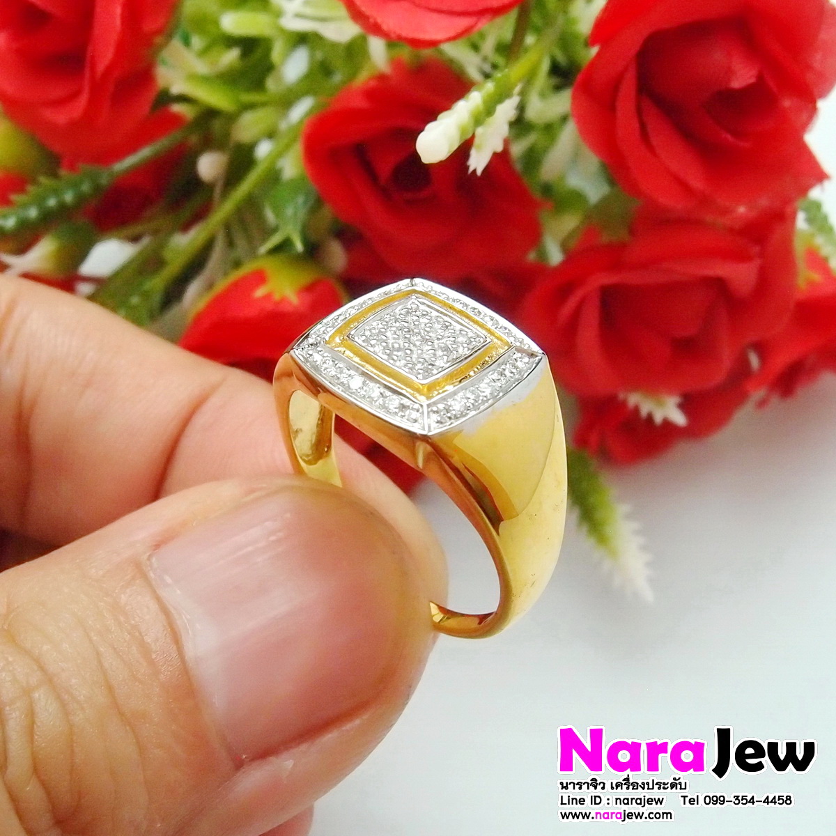 แหวนเพชรชาย ประดับเพชรแท้ 0.15 กะรัต น้ำ 95