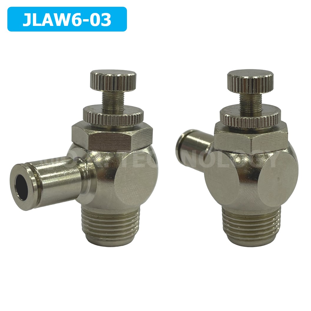(1ชิ้น) JLAW6-03 ข้อต่อลมสแตนเลส ข้อต่อปรับลม งอ STAINLESS Air Flow Speed Controller ควบคุมความเร็วลม Speed Control valve JLAW JSL
