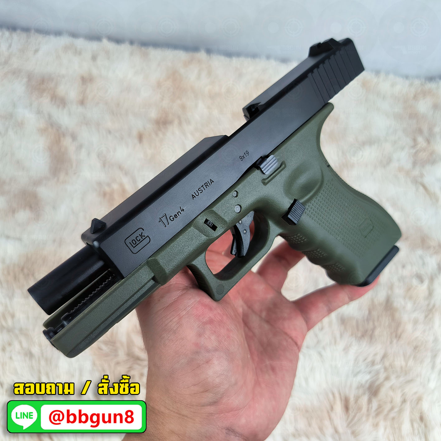 บีบีกันอัดแก๊ส Army Armament (R17SD-A) Glack 17 Gen 4 ด้ามสีเขียว (OD) BB GUN