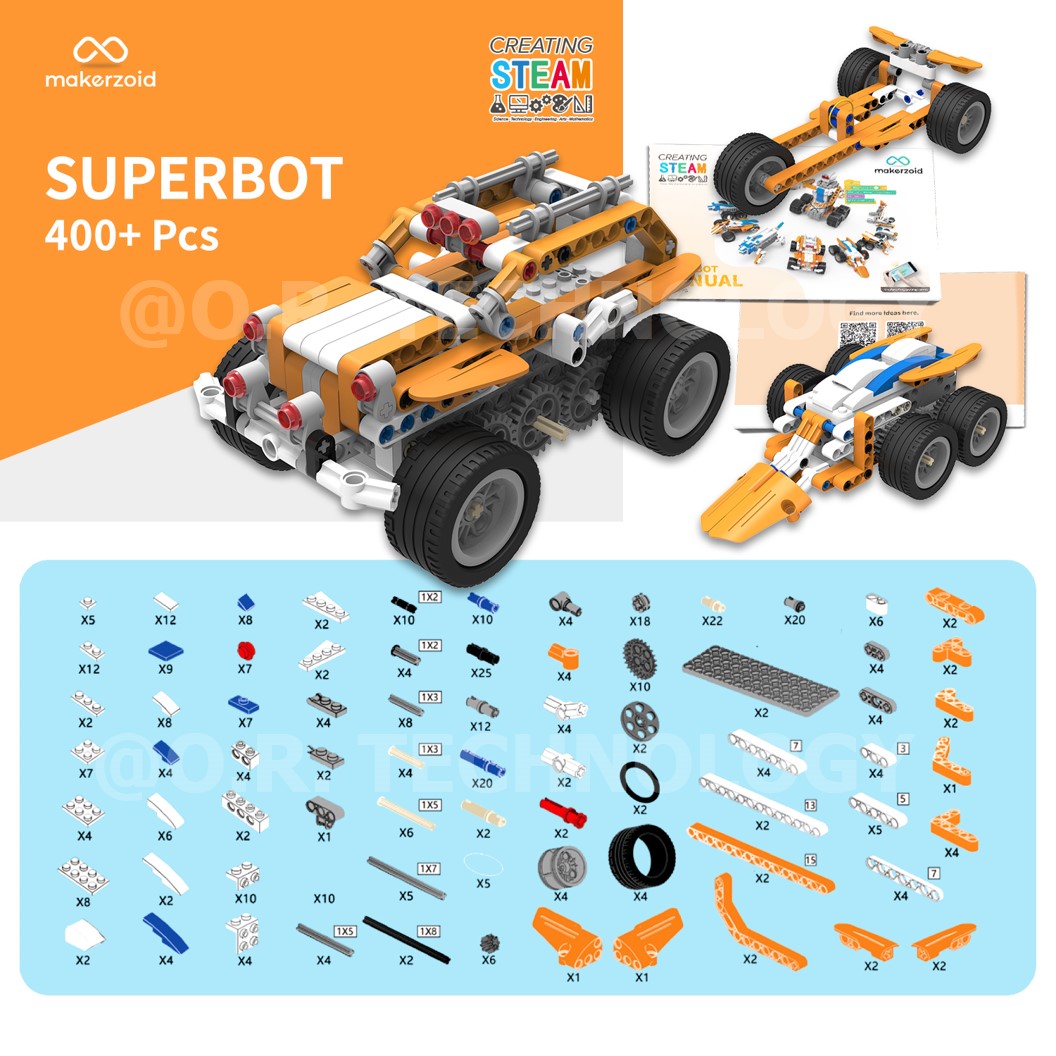 Makerzoid MKZ-ID-SPB SUPERBOT STEAM Educational Programmable Robot Kit ชุดเรียนรู้ ตัวต่อ เสริมทักษะ หุ่นยนต์ โรบอท Coding kit ส่งเสริมการเรียนรู้