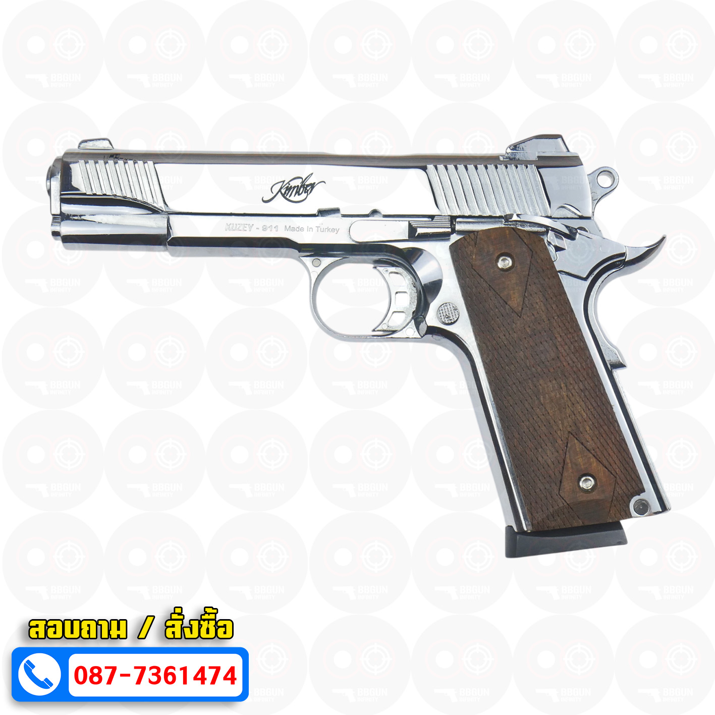 แบลงค์กัน KUZEY M1911 KIMBER ลำกล้อง 5 นิ้ว blank gun สีเงินเงา