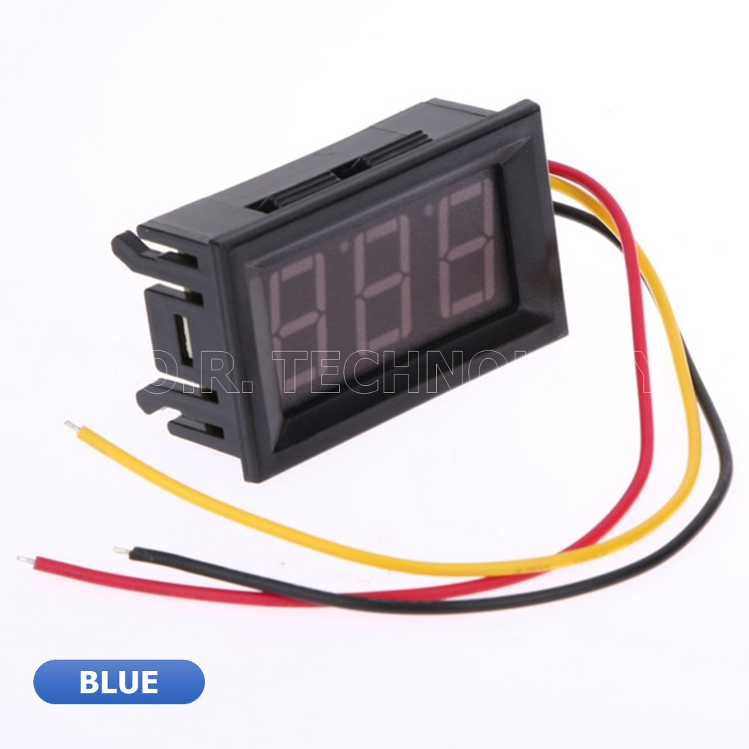 (1ชิ้น) NC069 จอแสดงผล โวลต์มิเตอร์ 3 สาย สีน้ำเงิน ขนาด 0.56นิ้ว 0-100V 3-Wire DC Voltmeter Blue