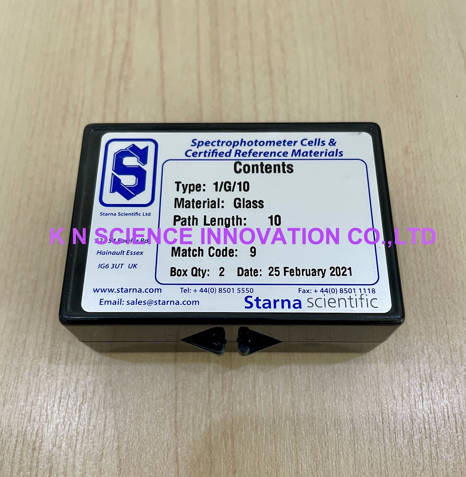 Glass cuvette(คิวเวท แก้ว) 1/G/10 ,path length:10 mm,Standard Rectangular Spectrophotometer Cells ยี่ห้อ Starna Scientific/UK (2 pcs/pack) STA-2/1G/10