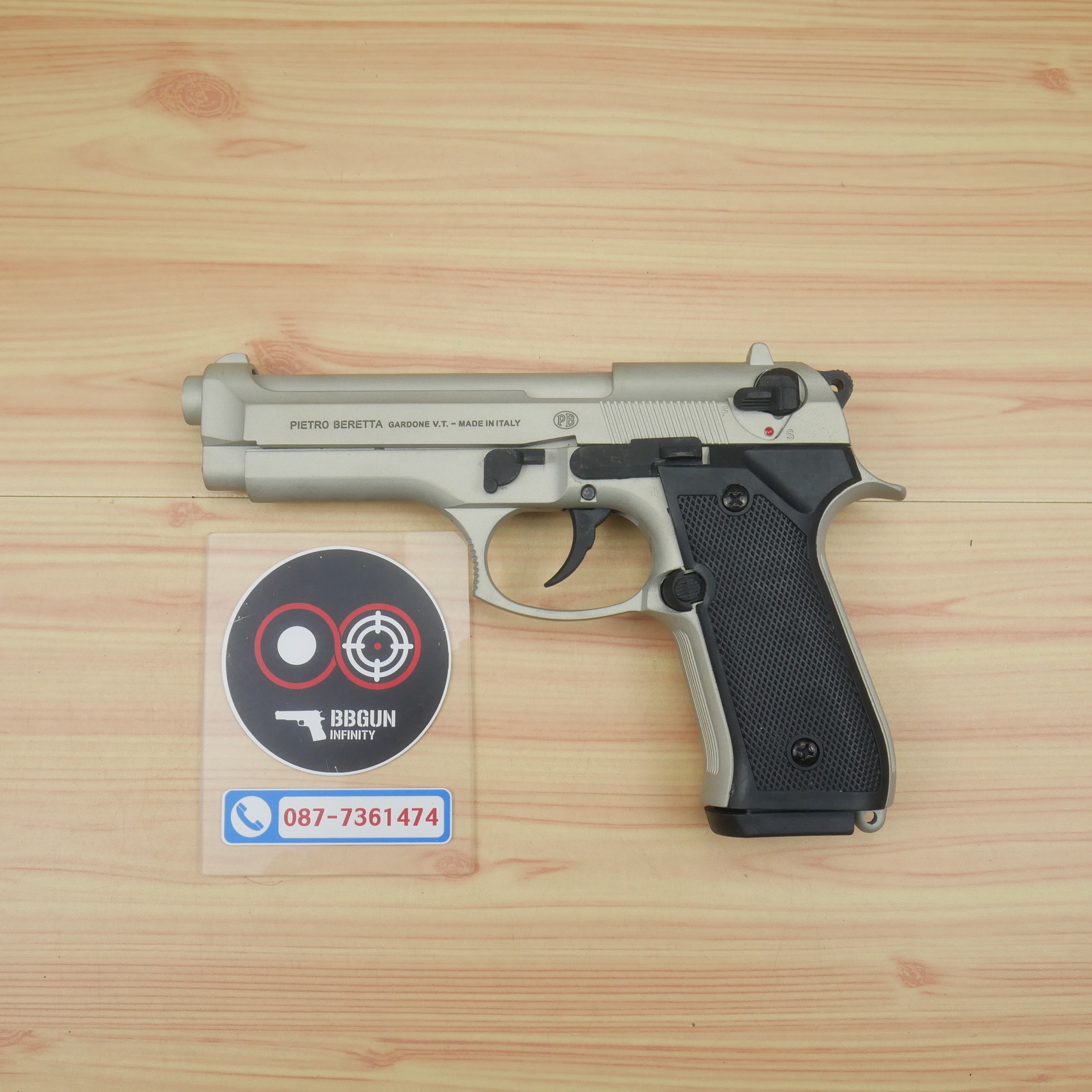 แบลงค์กัน Retay M92 สีซาติน Satin Blank Gun Beretta M92 รีเท บาเร็ตต้า เอ็ม 92 (แถมกล่องใส่ปืน แม็กกาซีน 2 อัน)
