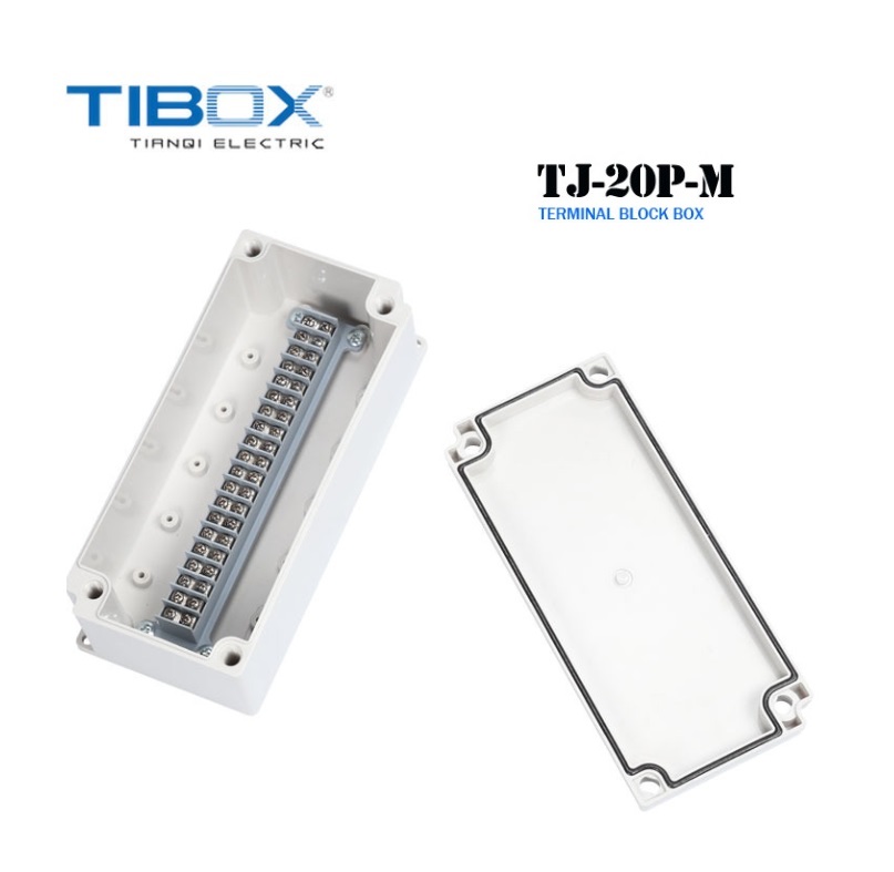 TIBOX TJ-30P-M กล่องเทอร์มินอลบล็อก (ABS Terminal Block Box IP66) 30Pole 10A Size : 200x200x95 mm.