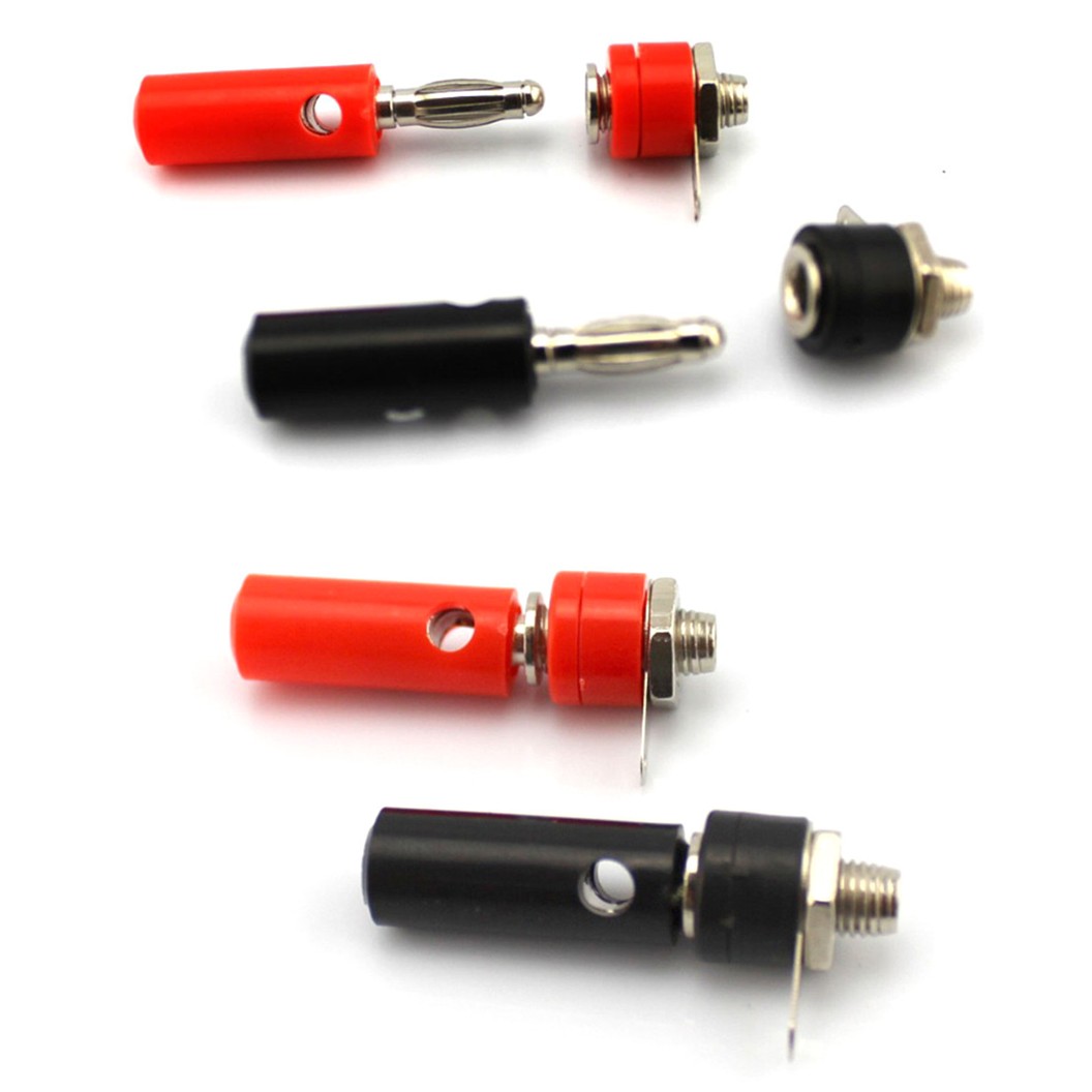 บานาน่าปลั๊ก ปลั๊กกล้วย 4mm ตัวผู้/ตัวเมีย สีดำ/สีแดง 4mm Banana Socket/Jack Terminal Connector Banana Plug แจ๊คบานาน่า Male/Female