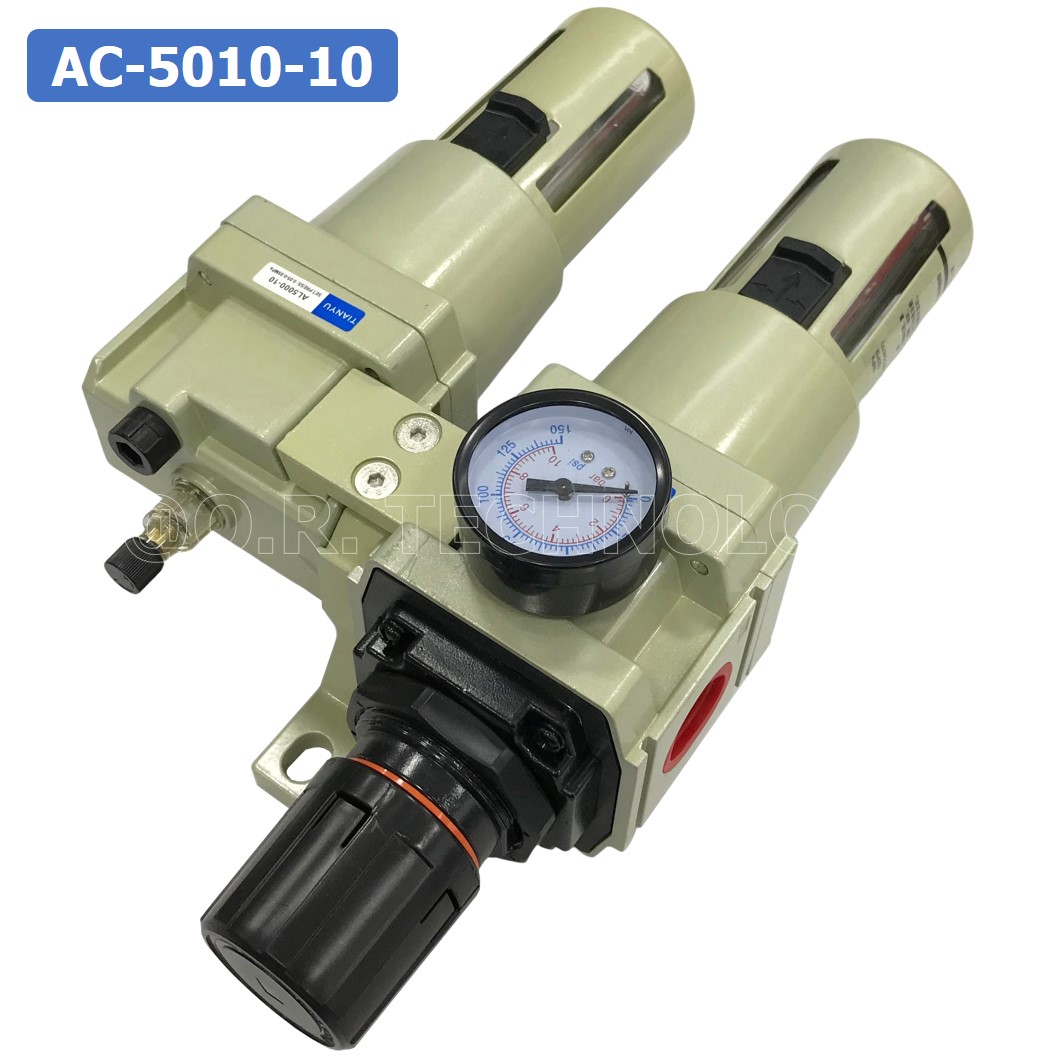 AC5010-10 ชุดกรองลมแบบ 2 ตอน Manual Drain FRL 2 Unit Combination Air Filter, Regulator & Lubricator TIANYU AC-5010-10