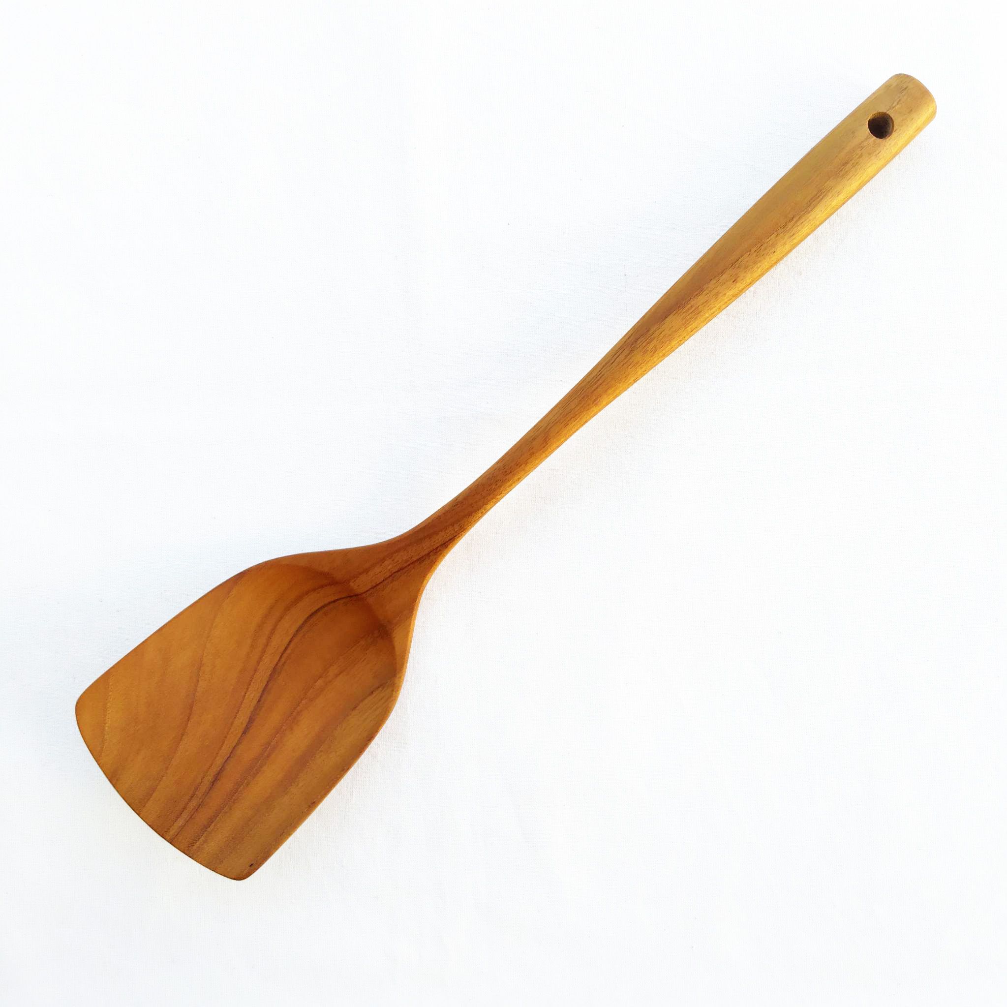 ตะหลิวไม้สัก ยาว ทอด ทนความร้อน ด้ามยาว ใหญ่ ง่ายๆ สำหรับกระทะเทฟลอน KOUPREY Brown Teak Wooden Long Spatula Frying Cooking Turner