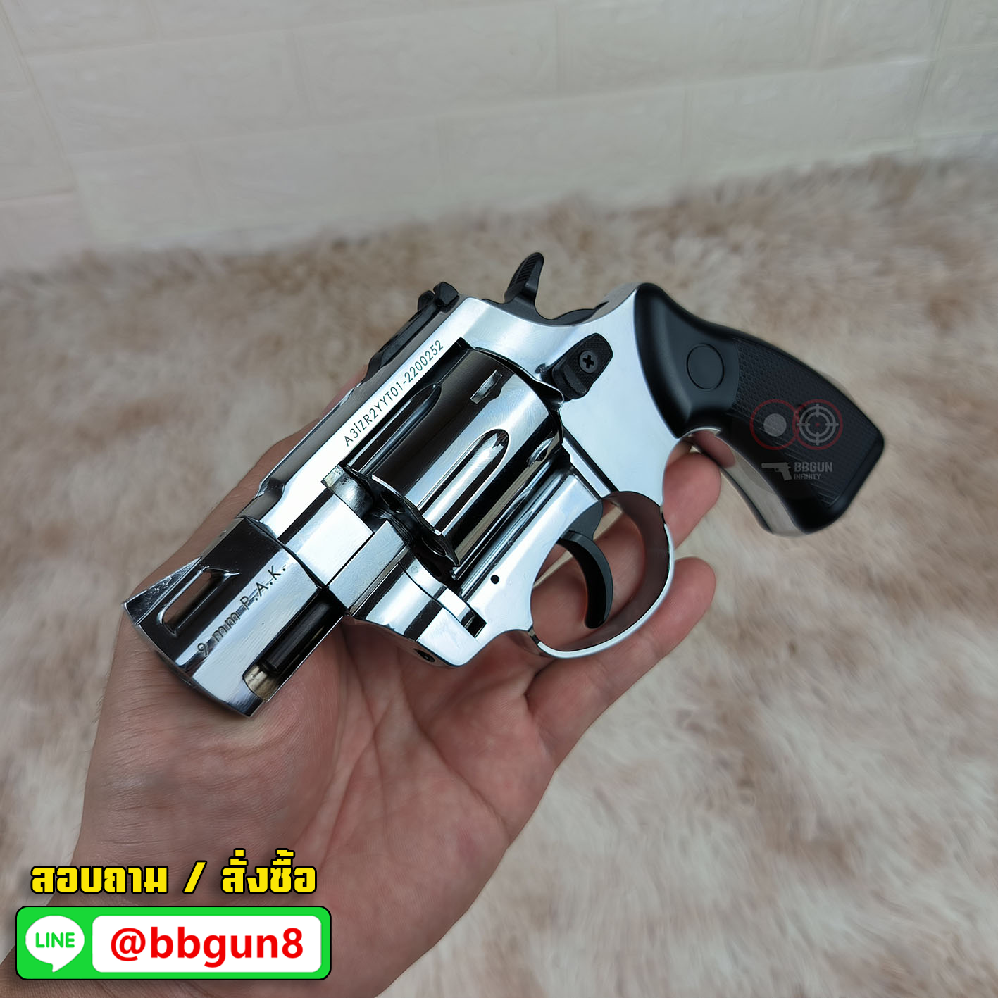 ปืนแบลงค์กันลูกโม่ ยี่ห้อ ZORAKI รุ่น R2 TD 2" สีเงินเงา ลำกล้อง 2 นิ้ว Blank Gun (แถมกล่องใส่ปืน กระสุน 10 นัด)