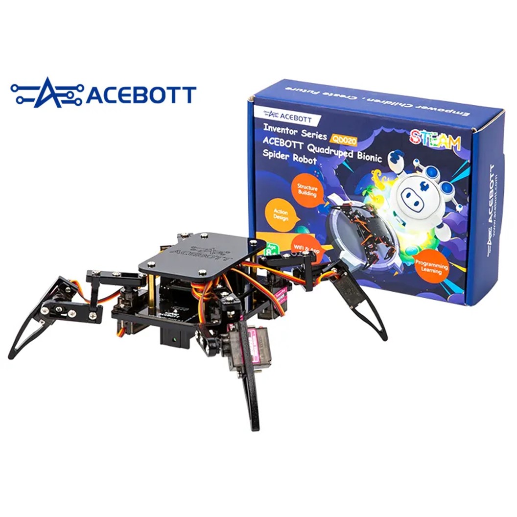 QD020 ACEBOTT ESP8266 Quadruped Bionic Spider Robot Kit ชุดหุ่นยนต์แมงมุม ESP8266 ชุดเรียนรู้ Robotic ขับเคลื่อนด้วยเซอร์โวมอเตอร์ Servo