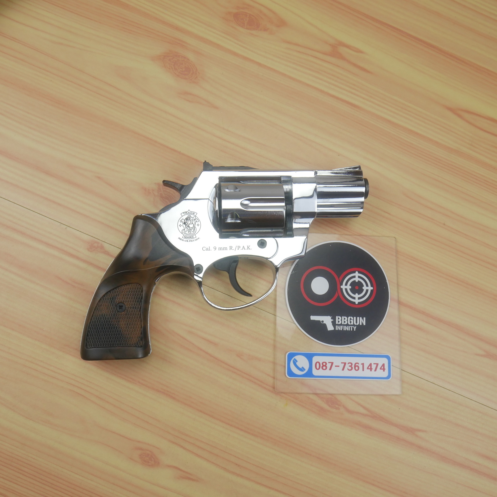 Ekol Lite แบลงค์กัน ลูกโม่ 2 นิ้ว สีเงินเงา (Shiny chrome) Smith & Wesson blank gun Revolver 2 inch