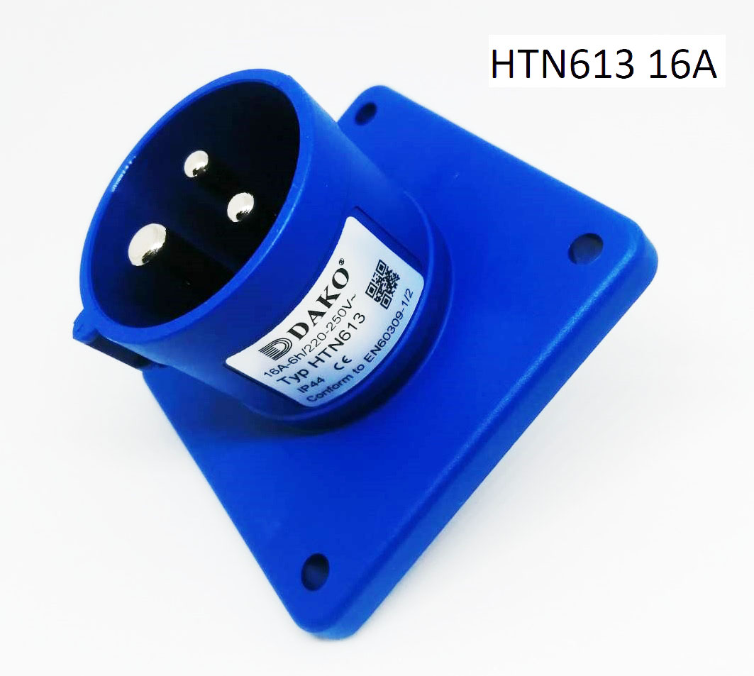 HTN613 ปลั๊กตัวผู้ฝังตรง 2P+E 16A 230V IP44 "DAKO"