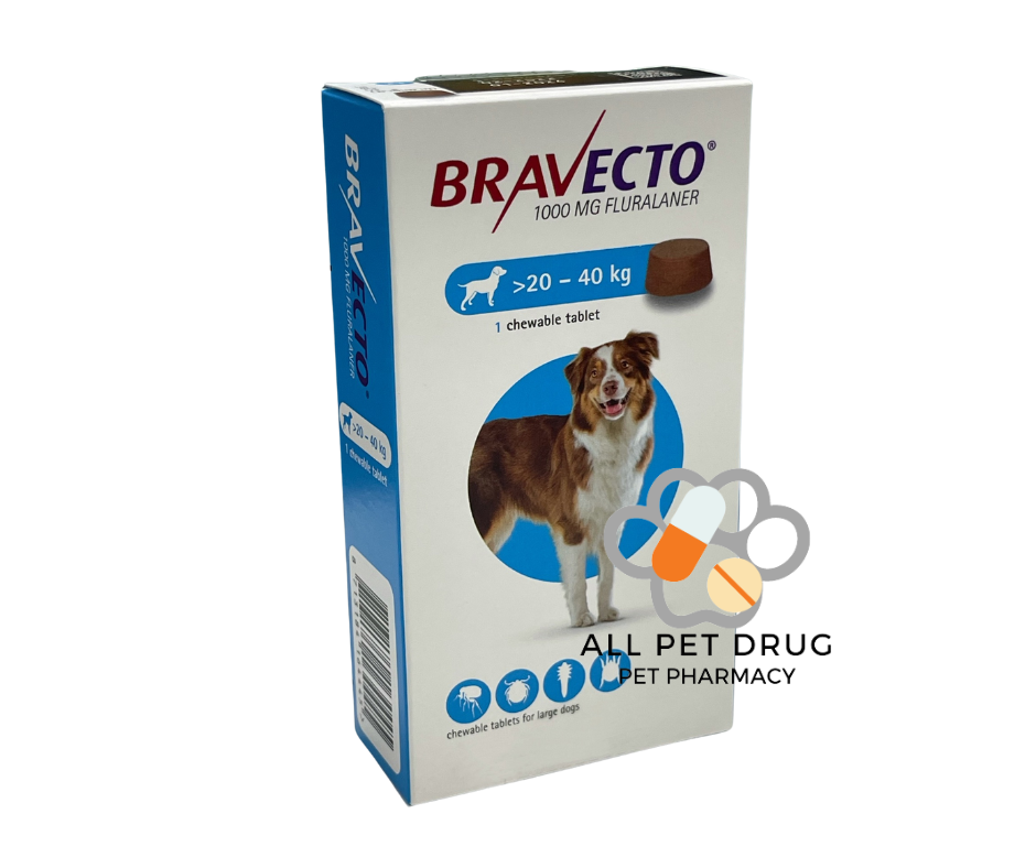 BRAVECTO 20 - 40 KG.(1กล่อง/1เม็ด)ยากินกำจัดเห็บหมัด สำหรับสุนัข