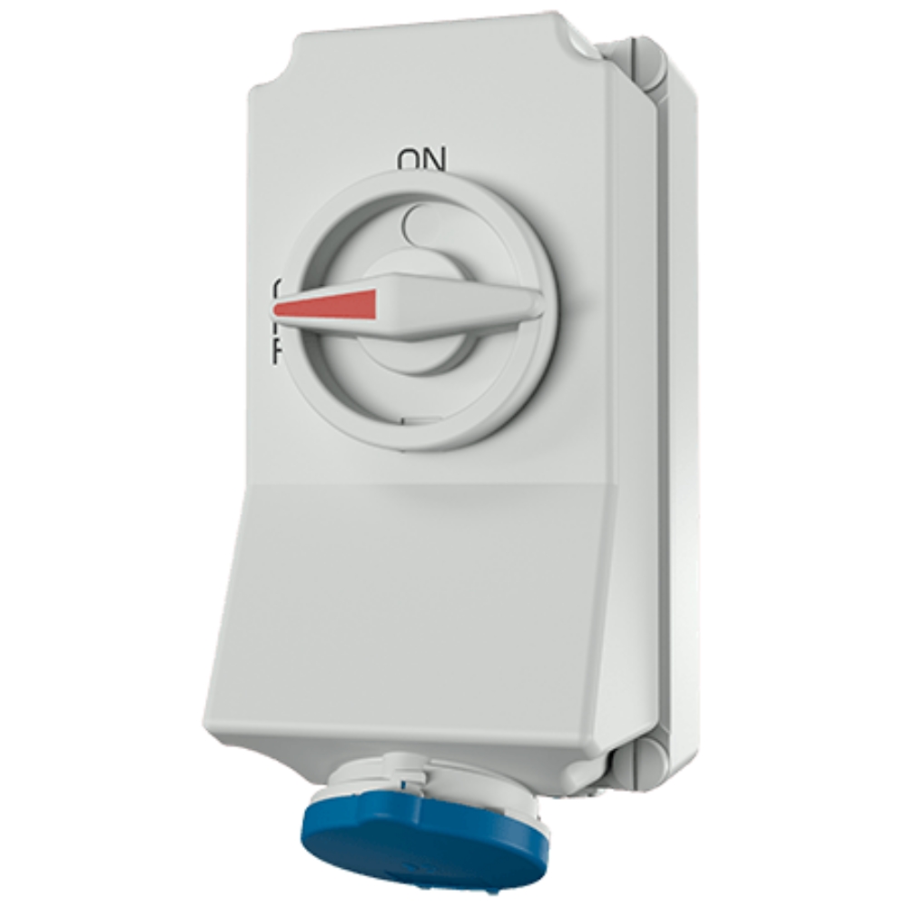 7002A MENNEKES ปลั๊กตัวเมียติดผนัง พร้อมสวิทว์และ DUO-Interlock (2P+E) 16A 230V IP44