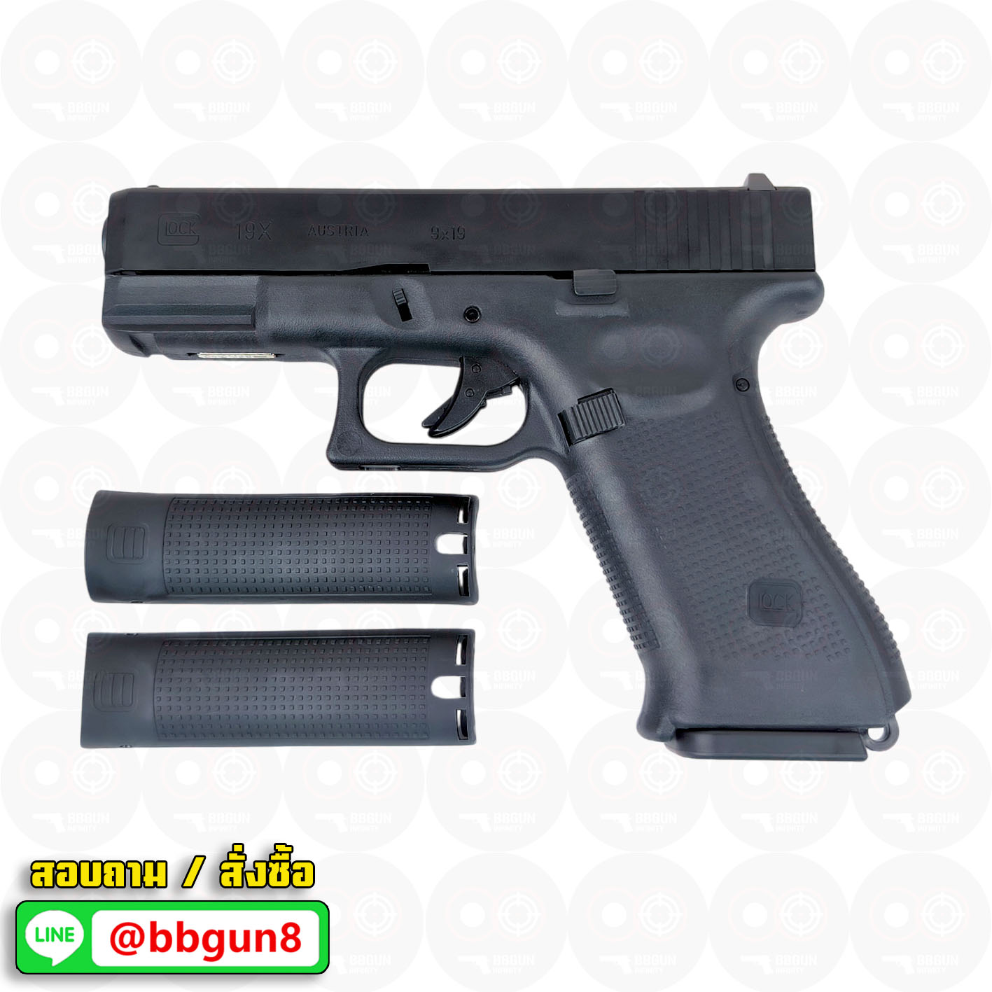 บีบีกันอัดแก๊ส E&C 1302 BK Glock 19X สีดำ BB GUN