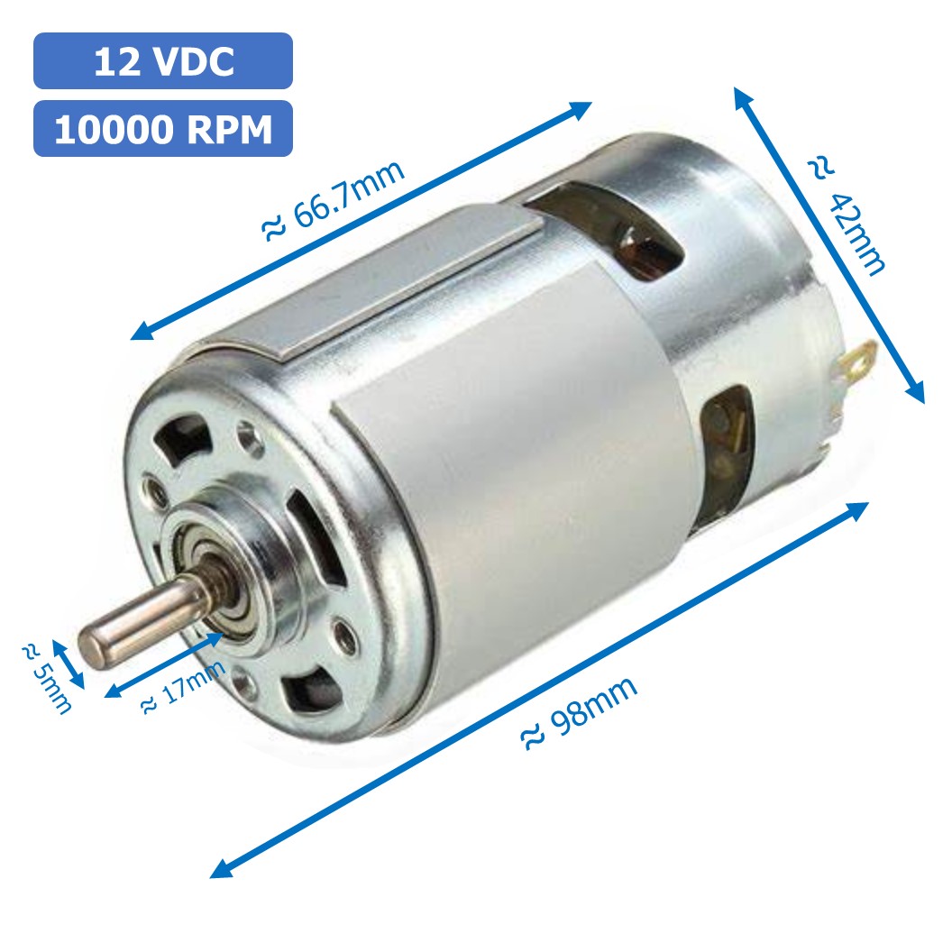 (1ชิ้น) JB182 มอเตอร์ 775 12VDC 10000RPM มอเตอร์ความเร็วสูง มอเตอร์สว่าน แกนขนาด 5mm DC Motor 775 D Shaft