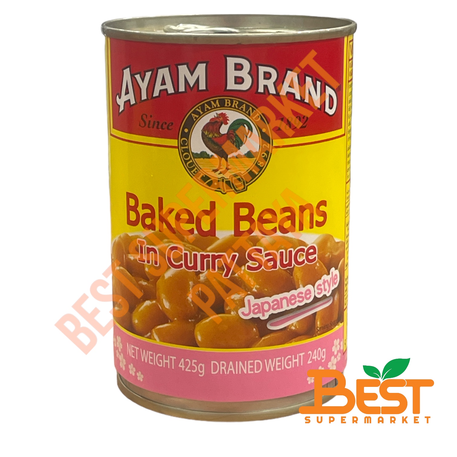 อะยัม ถั่วขาวในซอสแกงกะหรี่ 425 กรัม Ayam Baked Beans in Curry Sauce 425 g.