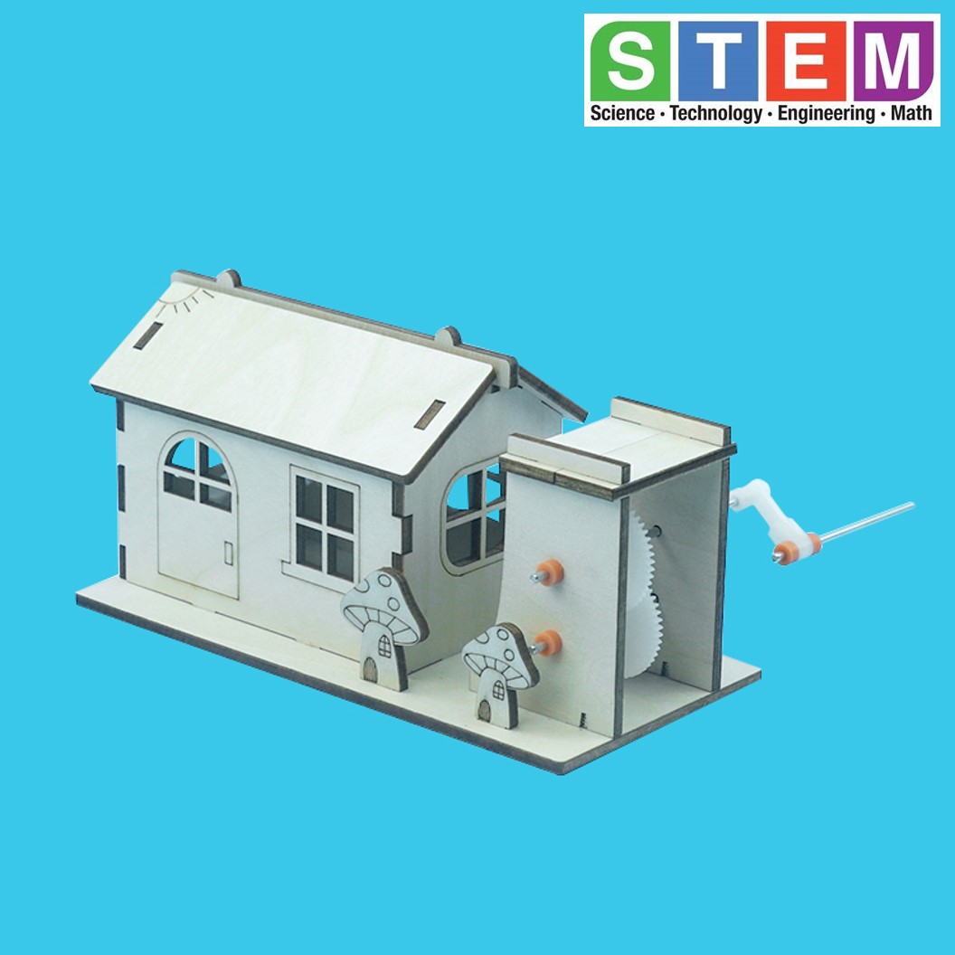 T-M30 ชุดประกอบไม้ โรงผลิตไฟฟ้า มือหมุน Hand Power Generation Cabin Wooden Kit STEM Education ของเล่นเสริมทักษะ เสริมพัฒนาการ