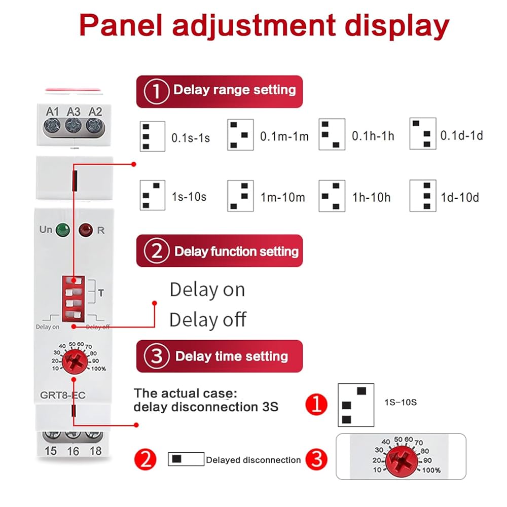 GEYA Delay Time Relay รีเลย์ตั้งเวลาอิเล็กทรอนิกส์ รุ่น GRT8-EC Un : AC230V 50/60Hz