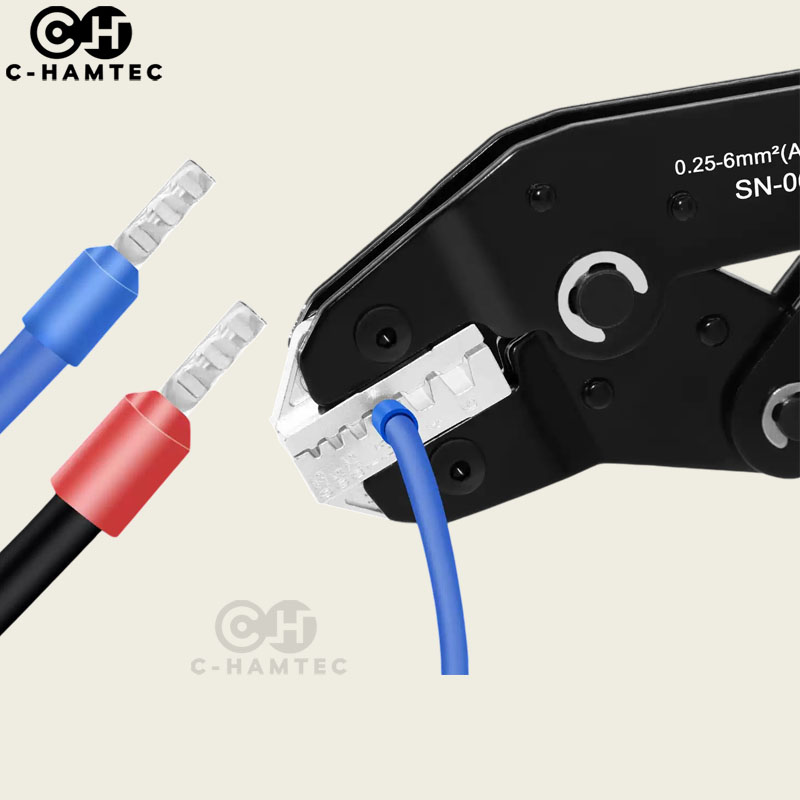 SN-06WF คีมย้ำหางปลาคอร์ดเอ็น Cord End 0.25-6.0SQ.MM เปลี่ยนหัวย้ำได้ มีระบบล็อก/ปลดล็อกอัตโนมัติ