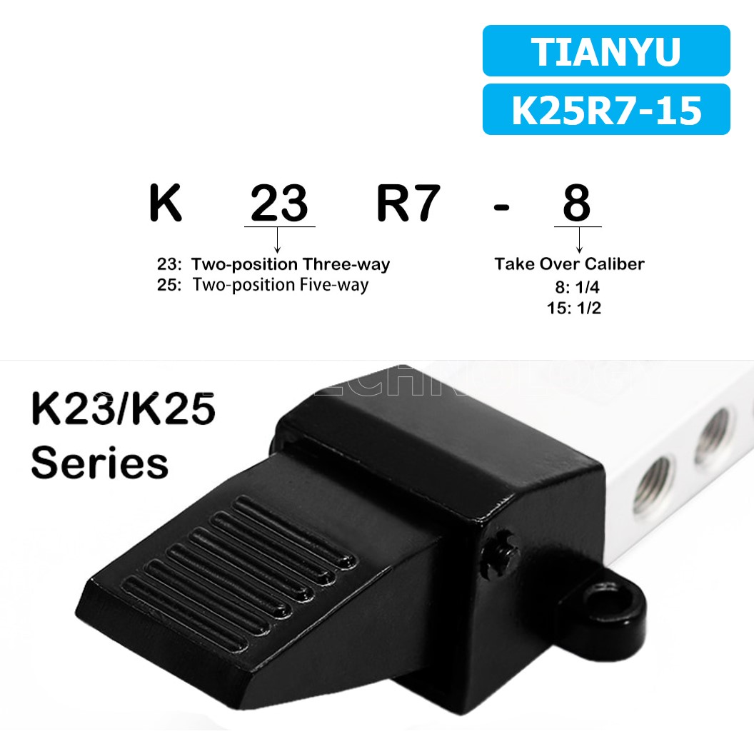 (1ชิ้น) K25R7-15 เท้าเหยียบลม วาล์วเท้าเหยียบ สวิทซ์เท้าเหยียบลม Air Foot Switch Valve Pneumatic TIANYU