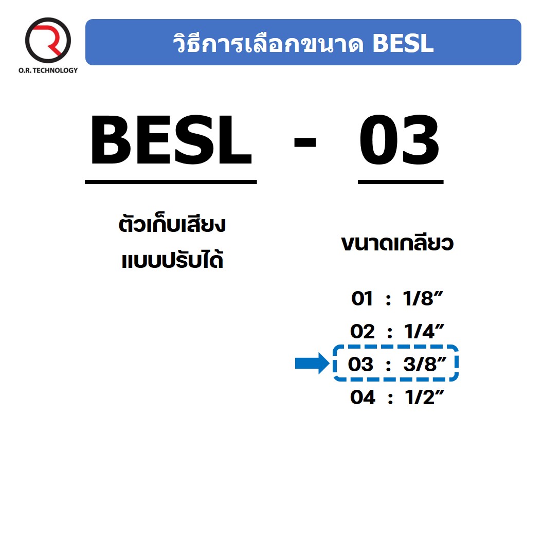 (1ชิ้น) BESL-03 ตัวเก็บเสียง ทองเหลือง แบบปรับได้ ตัวลดเสียง ระบายลม ตัวเก็บเสียงทองเหลือง Brass Silencer BESL ข้อต่อลม ขนาดเกลียว 3/8"
