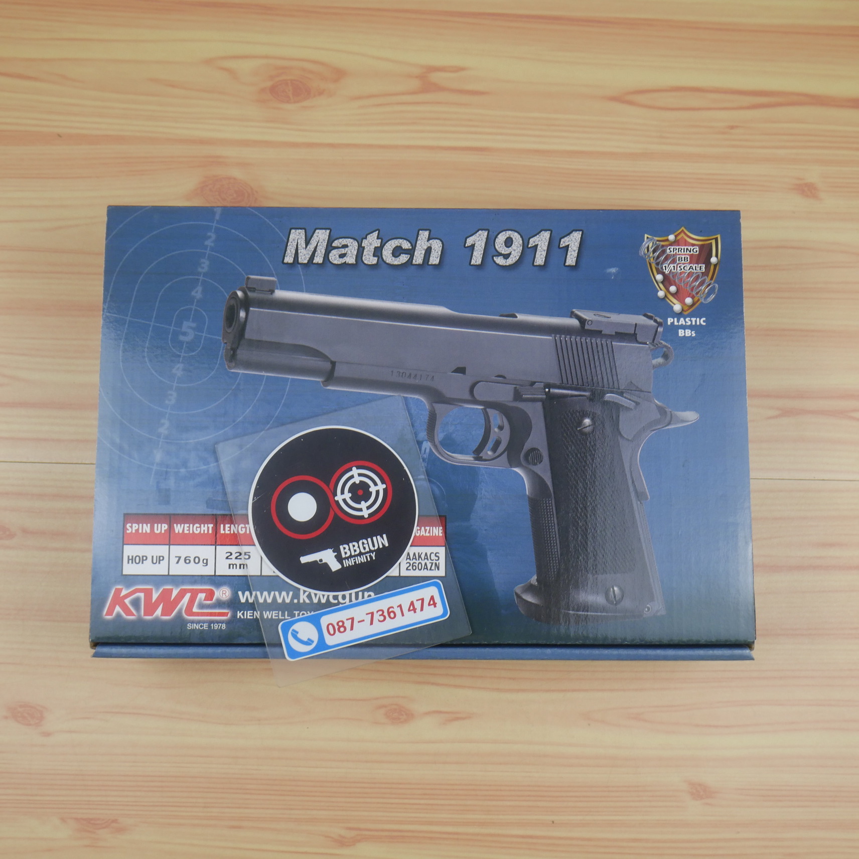 ปืนอัดลมสปริงชักยิงไต้หวัน KWC Match 1911 Spring Action