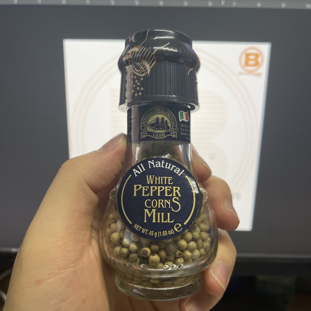 โดรกีเลีย & อลิเมนทารี่ เม็ดพริกไทยขาว 45 กรัม Drogheria & Alimentari White Pepper Corns Mill 45 g.
