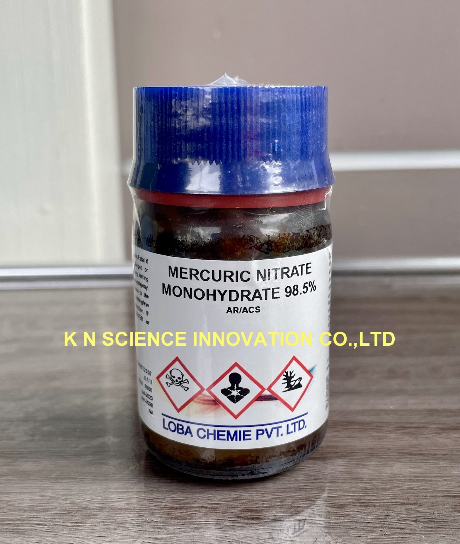 Mercury (II)nitrate monohydrate, 98.5%, AR/ACS (Mercuric nitrate hydrate),100 g, Loba 0457800100