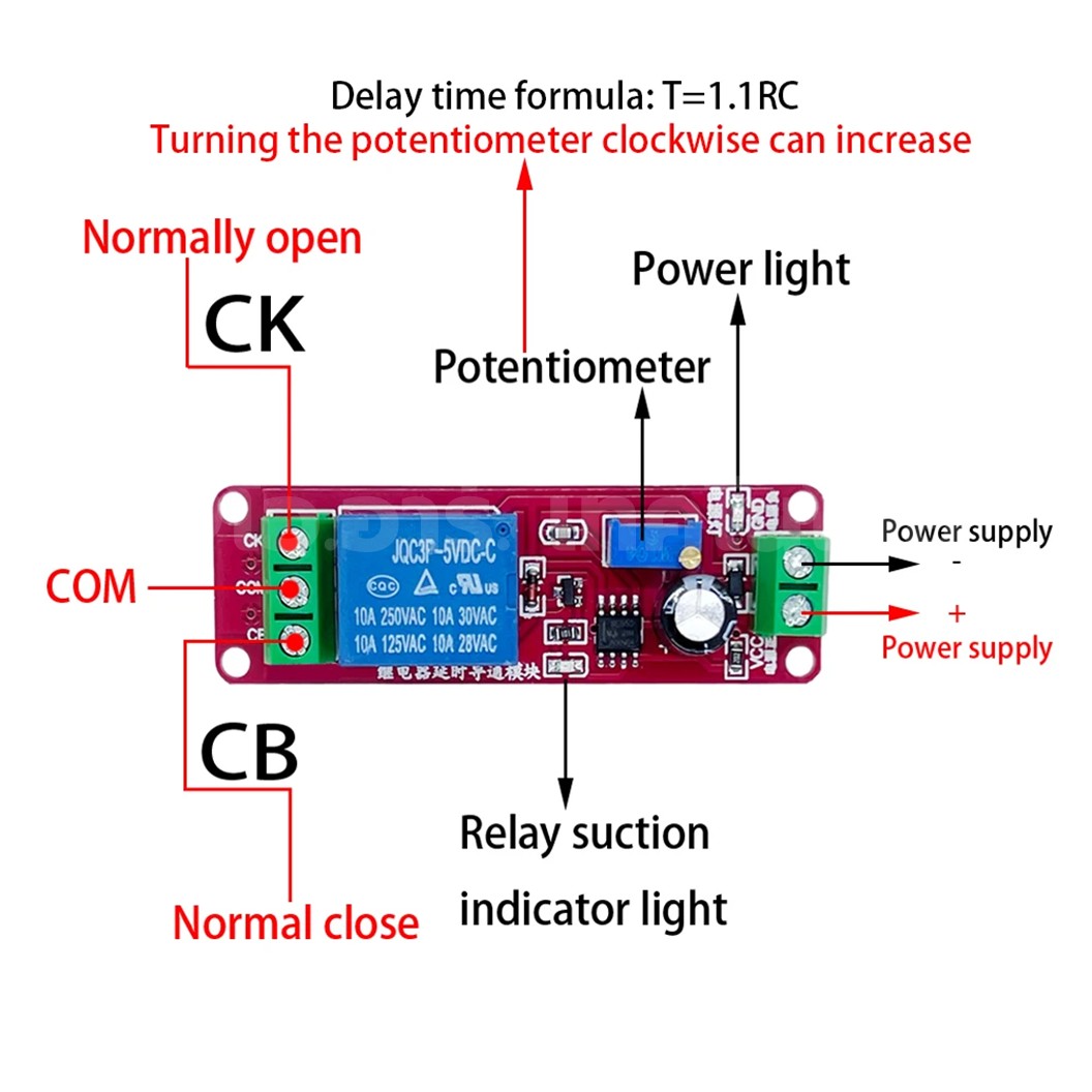 NE555 5V/12V รีเลย์ หน่วงเวลาเปิด/ปิด Delay Relay Module Time Delay Switch Delay Timer Relay 1-10s Fixed DC 5VDC/12VDC โมดูลรีเลย์หน่วงเวลา