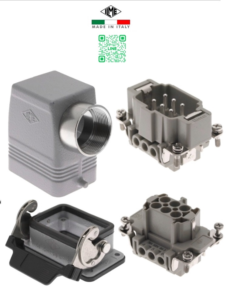ILME MNLS-06IOA32 Kit, 6 Pole Inserts, Screw Termination, Single Lever Base, Side Entry M32 Hood