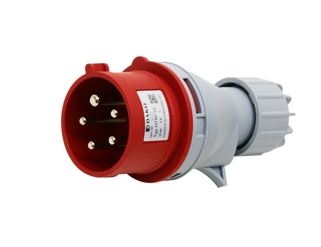 HTN715 ปลั๊กตัวผู้กลางทาง ปลั๊กมีขาสลับเฟส 3P+N+E 16A 400V IP44 "DAKO"