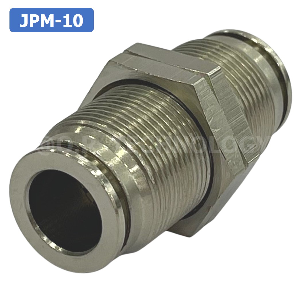 (1ชิ้น) JPM-10 ข้อต่อลม สแตนเลส 2ทาง เกลียวนอก STAINLESS 2 Way Bulkhead Union JPM Pneumatic Air Connector Fitting ข้อต่อลมสแตนเลส สำหรับ สายลม 10x6.5mm