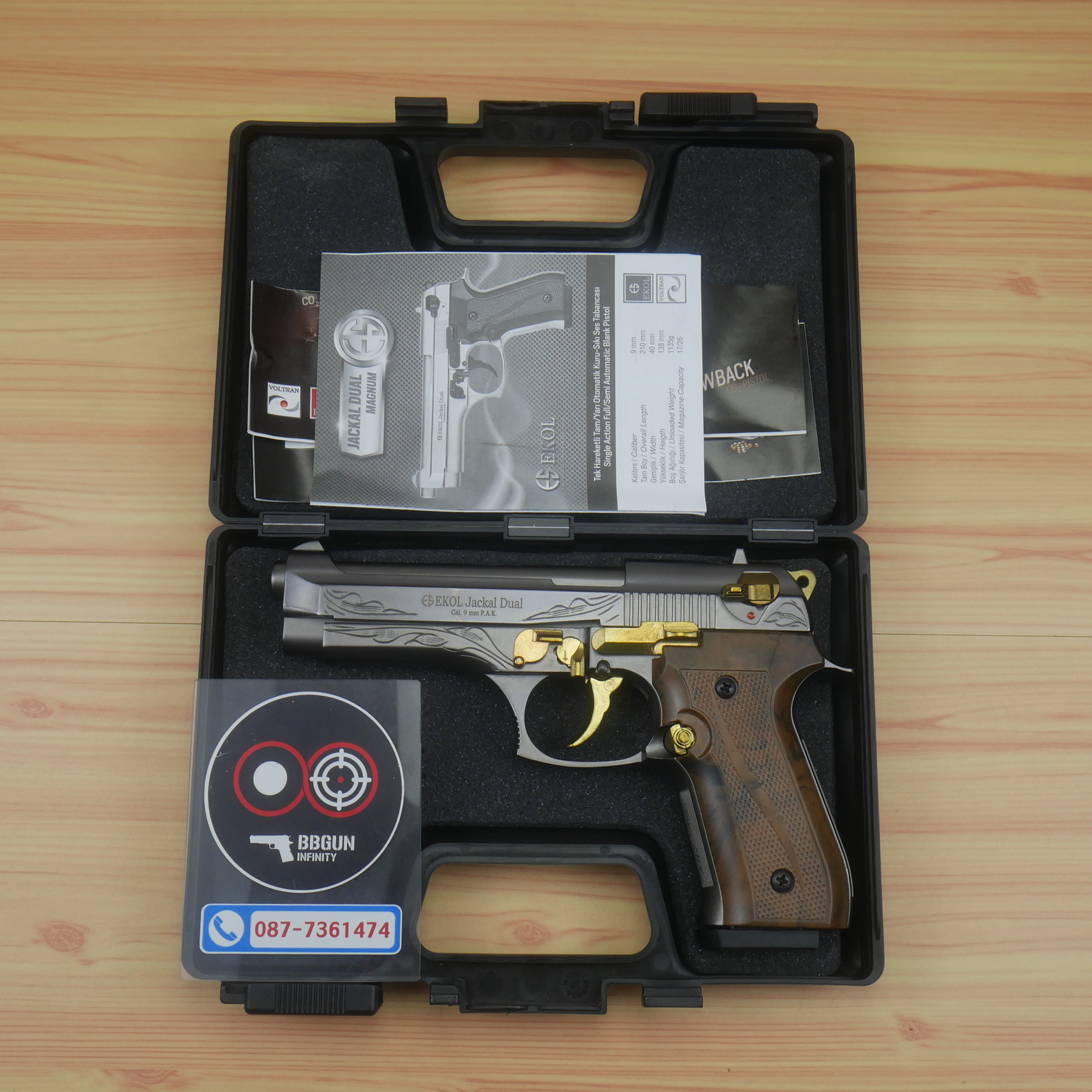 แบลงค์กัน EKOL JACKAL DUAL Full Auto 5 นิ้ว สีฟูมทองลาย Blank Gun