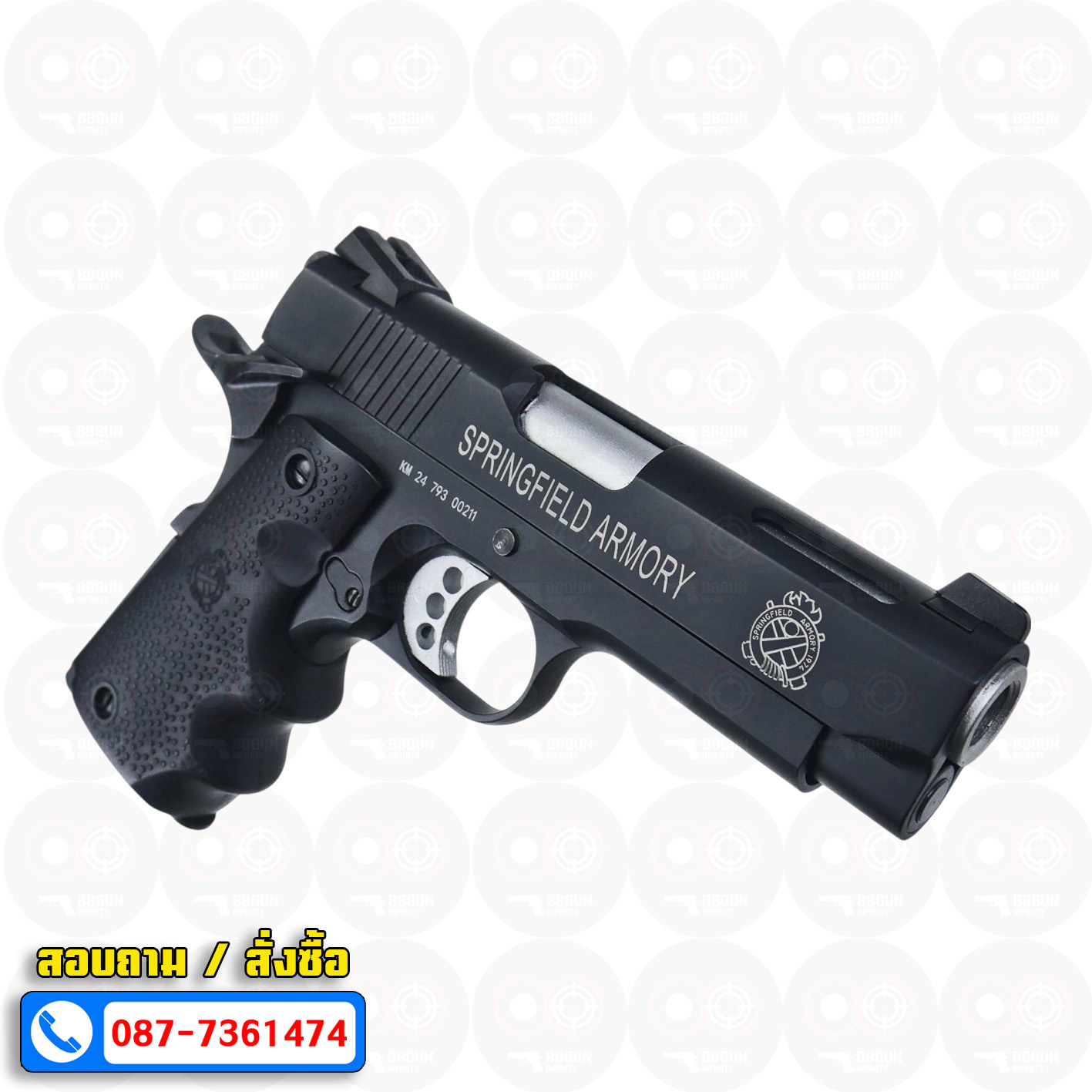 บีบีกันอัดแก๊ส Double Bell 793 BK Springfield V10 Ultra Compact 1911 สีดำ BB GUN