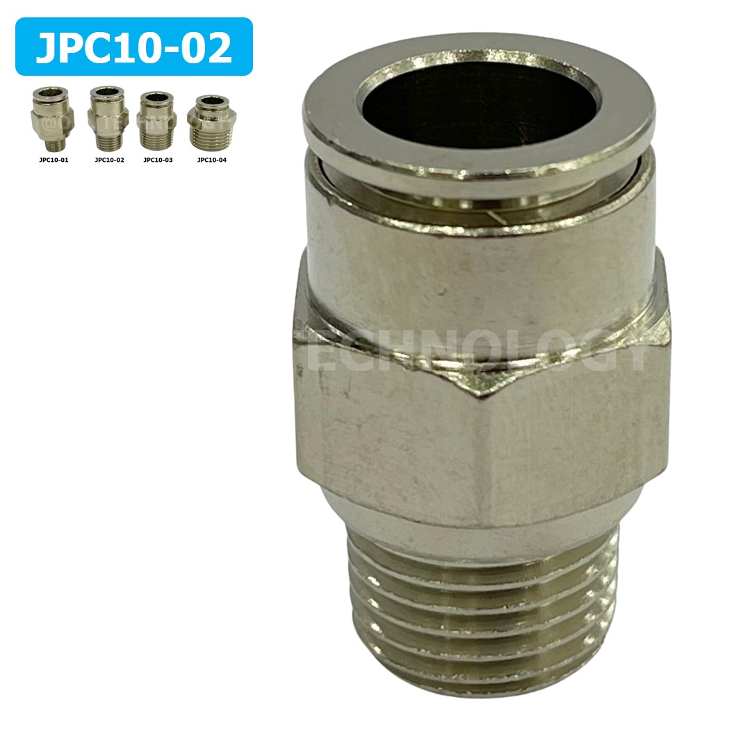 (1ชิ้น) JPC10-02 ข้อต่อลมสแตนเลสเกลียวนอก ข้อต่อลมเกลียวนอก ข้อต่อลม สแตนเลส STAINLESS Male Thread Straight Quick Connector Fitting