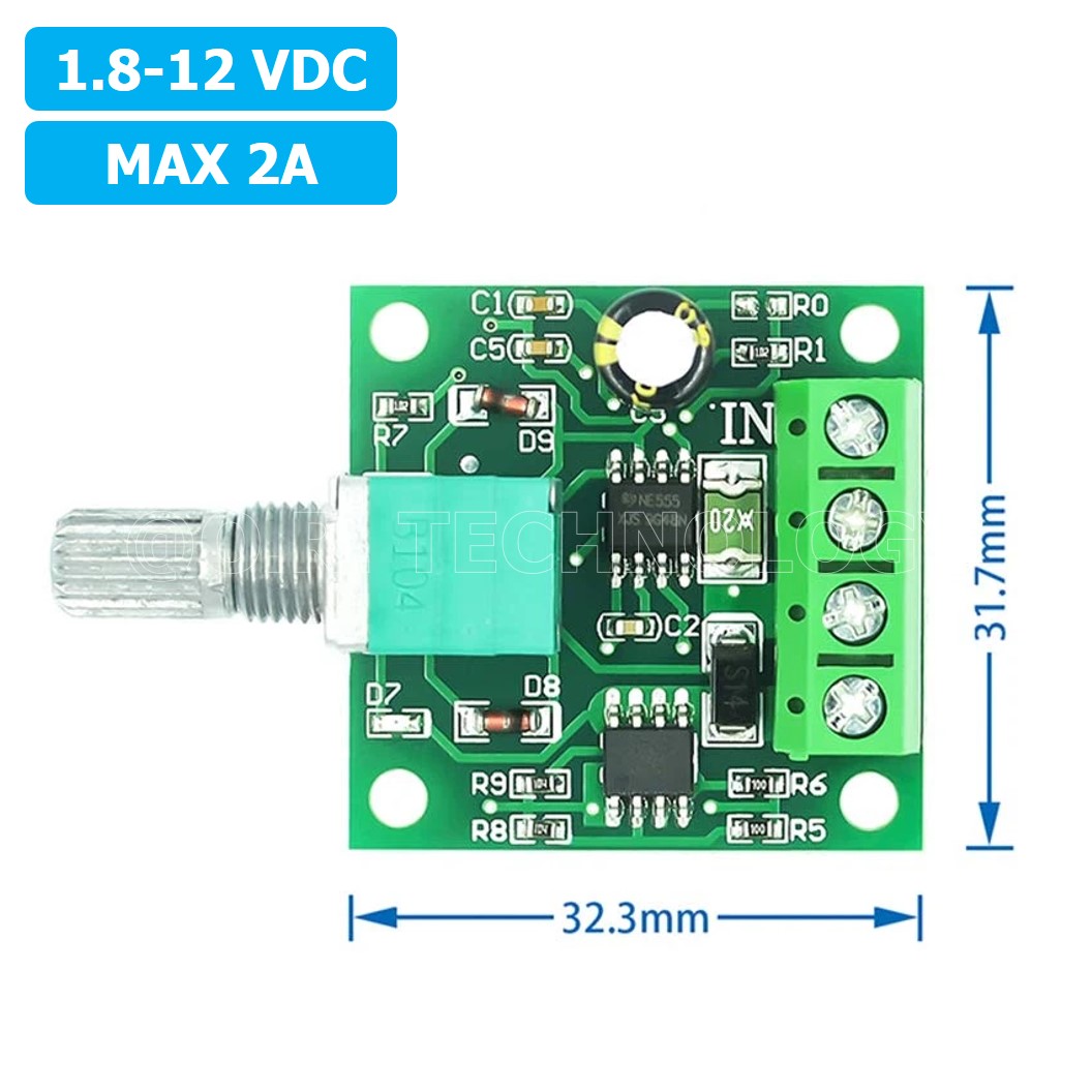(1ชิ้น) NA412 โมดูลขับมอเตอร์ ควบคุมความเร็ว DC Motor Speed Controller PWM 1803BK 1.8-12V กระแสสูงสุด 2A