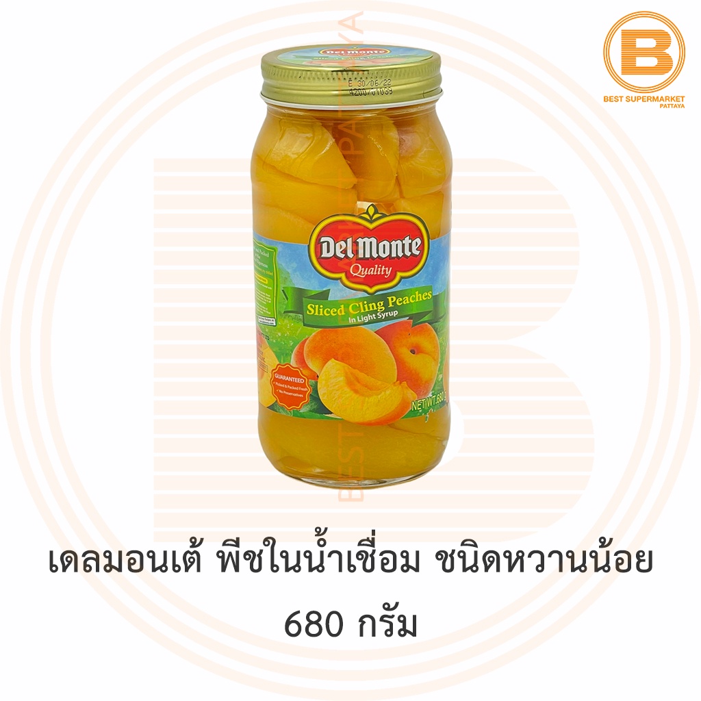 เดลมอนเต้ พีชในน้ำเชื่อม ชนิดหวานน้อย น้ำหนักสุทธิ 680 กรัม Del Monte Sliced Cling Peaches in Light Syrup 680 g.