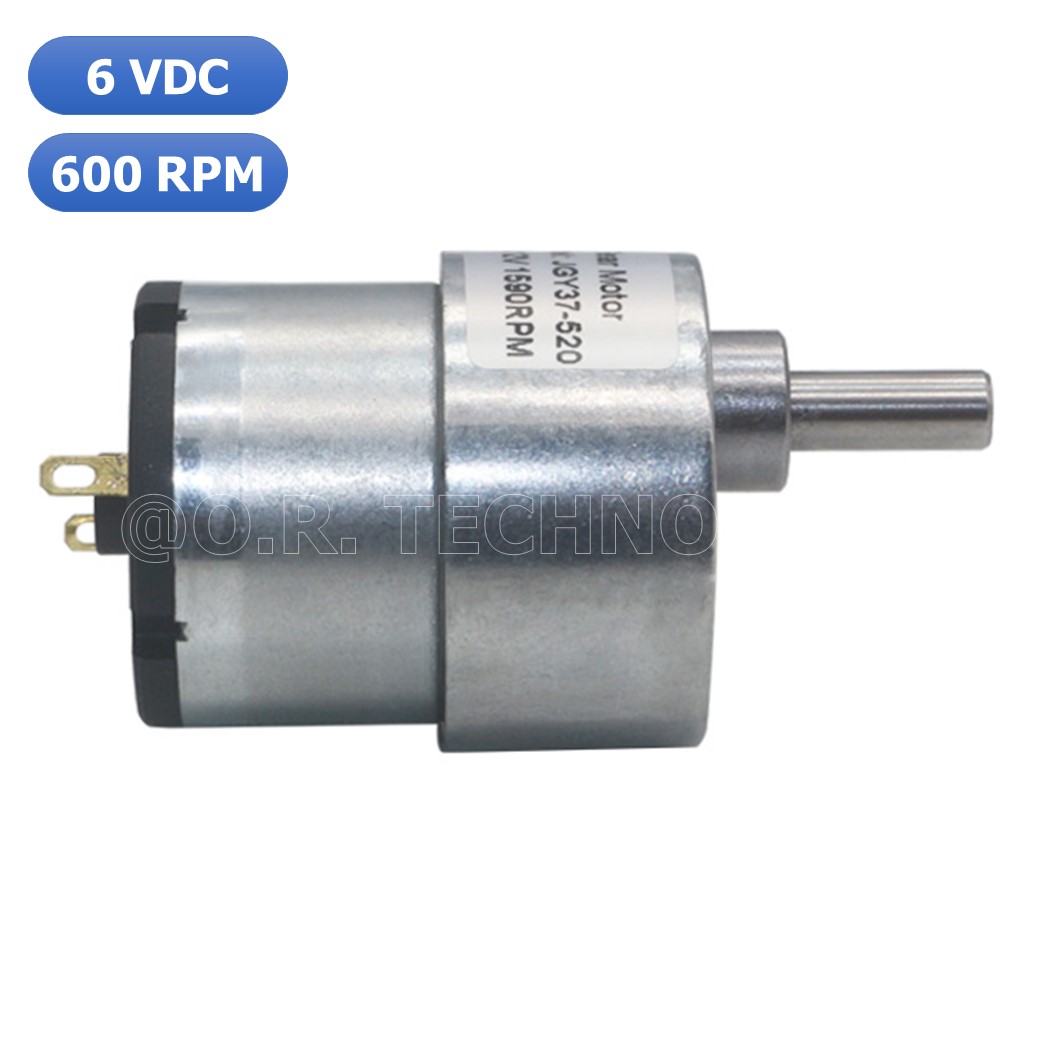 (1ชิ้น) JB010 มอเตอร์ มอเตอร์เกียร์ มอเตอร์อเนกประสงค์ ทอร์กสูง JGB37-520 JGB-520 Motor gear DC6V ความเร็วรอบ 600RPM/MIN (แกนขนาด 6mm, Shaft D)