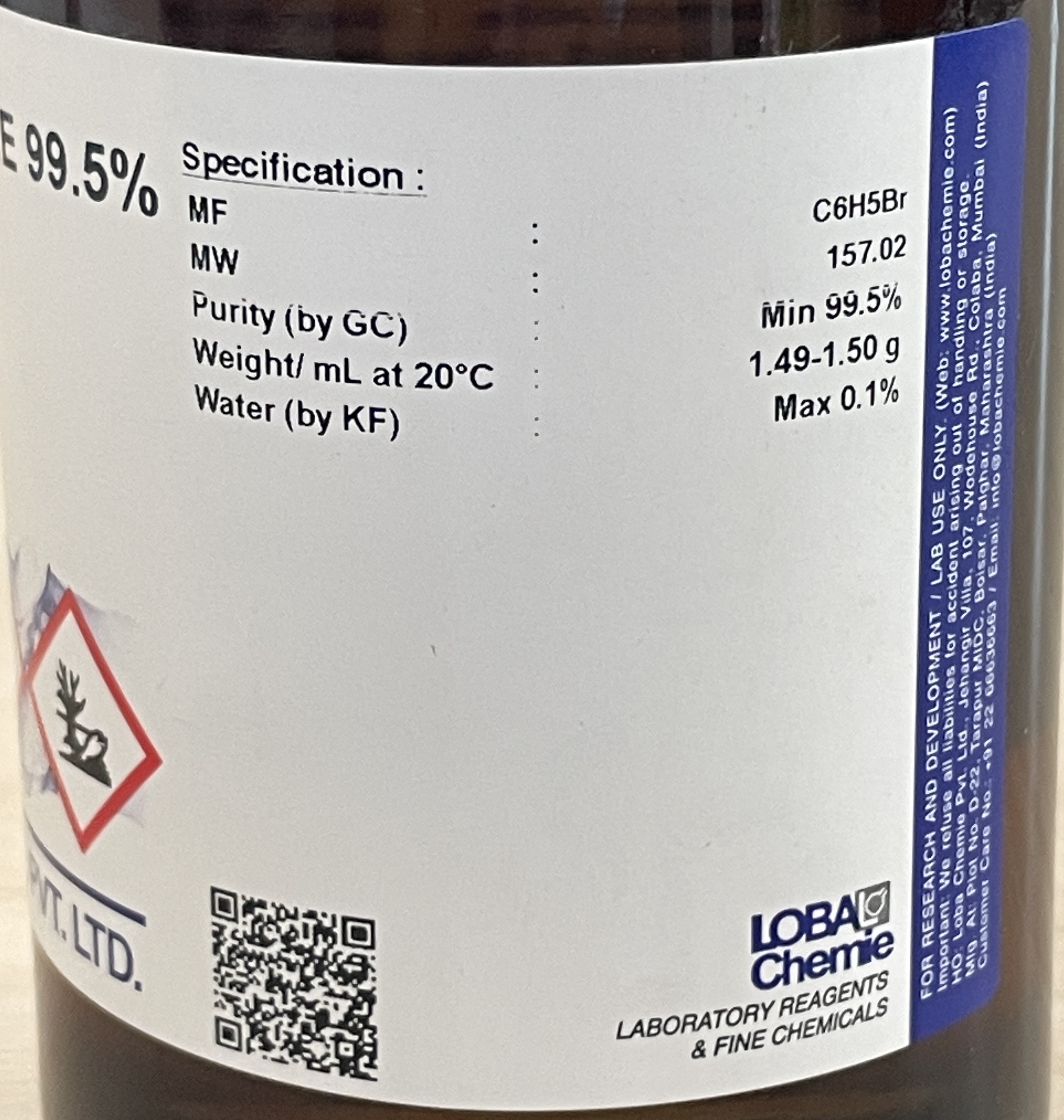 Bromobenzene, AR 108-86-1 ,250 ml , Loba 0005100250