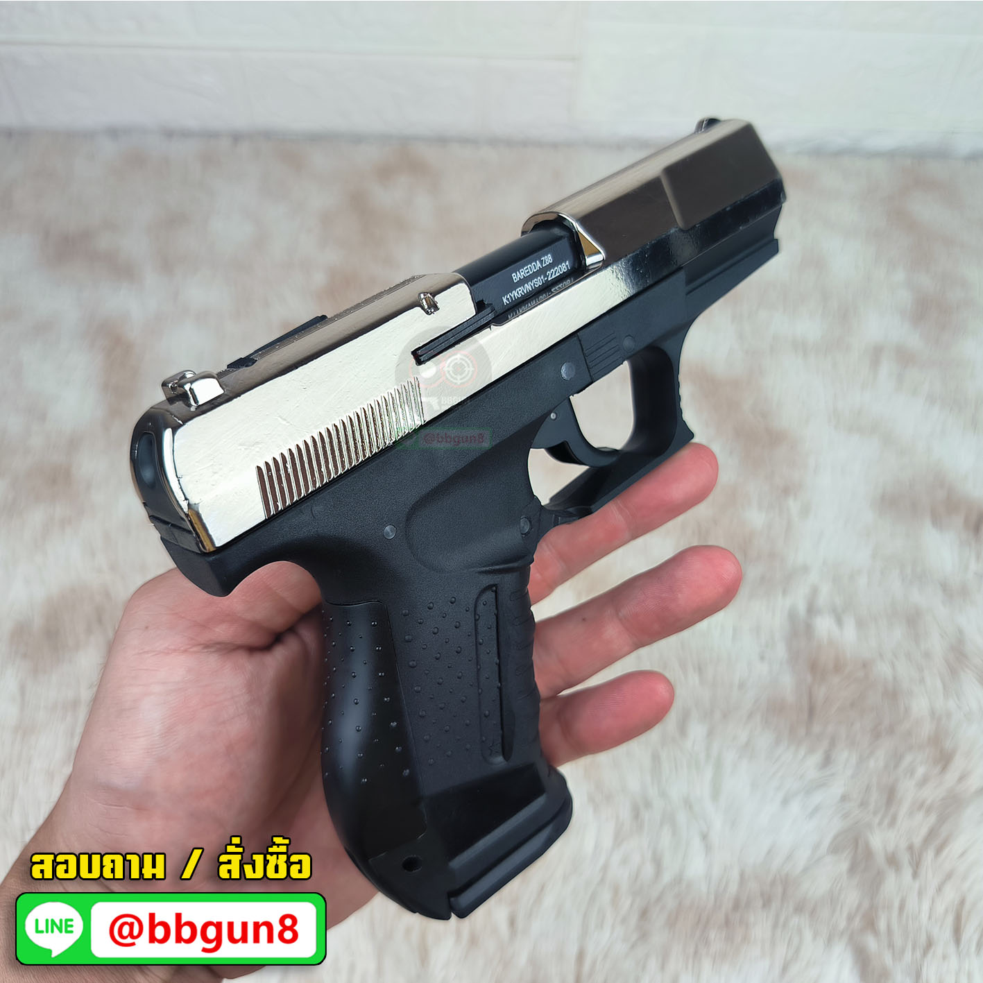 แบลงค์กัน BAREDDA Z88 (P99) สไลด์สีเงินเงา blank gun