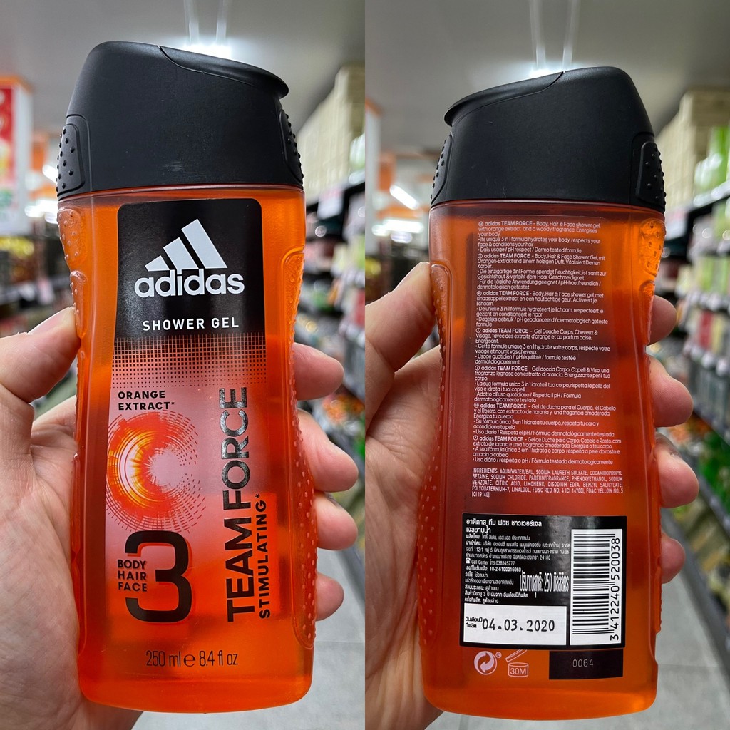 อาดิดาส เจลอาบน้ำ บอดี้ แฮร์ เฟส 250 มล. Adidas Shower Gel Body Hair Face 250 ml.
