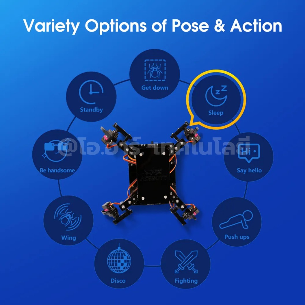QD020 ACEBOTT ESP8266 Quadruped Bionic Spider Robot Kit ชุดหุ่นยนต์แมงมุม ESP8266 ชุดเรียนรู้ Robotic ขับเคลื่อนด้วยเซอร์โวมอเตอร์ Servo