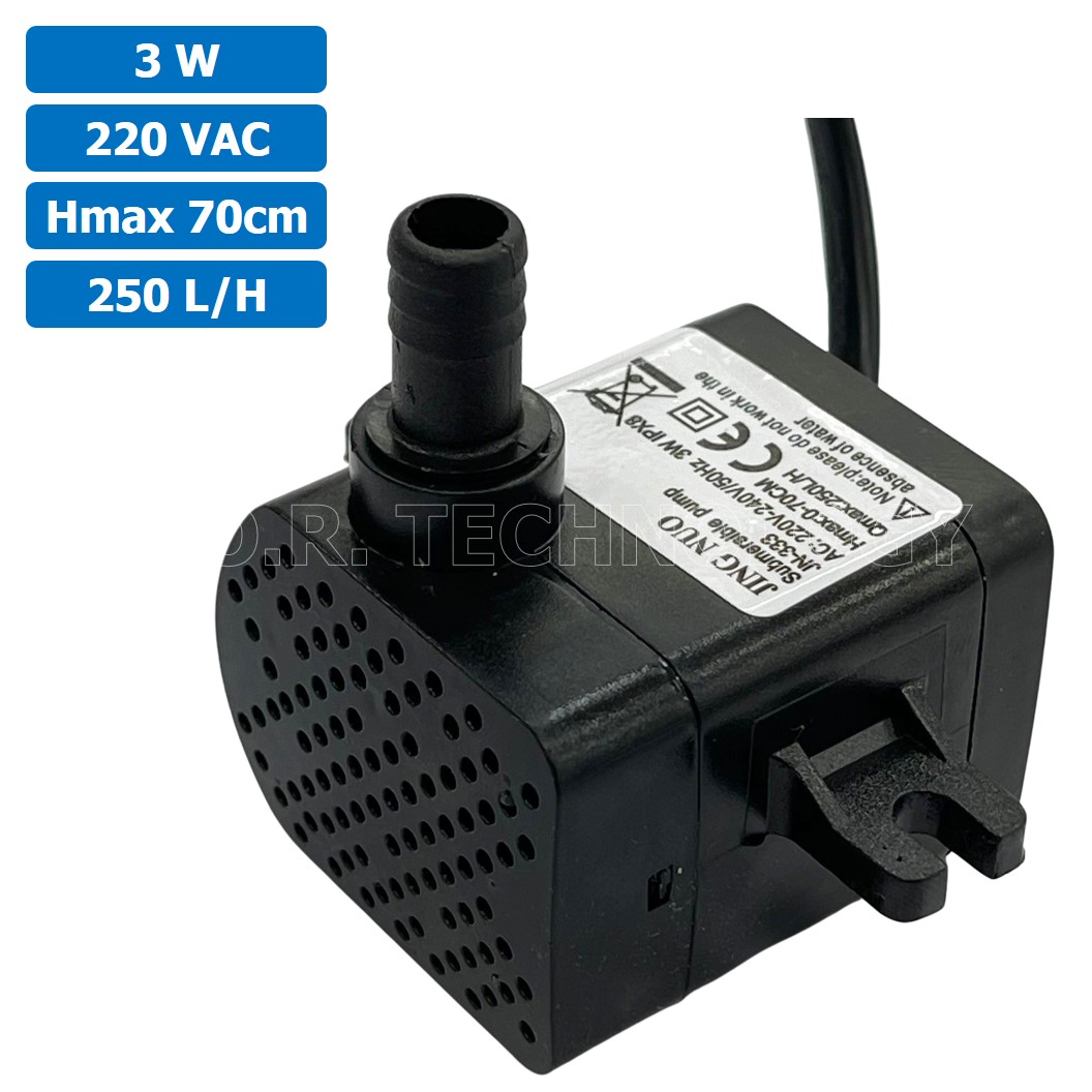 (1ชิ้น) JN-300 หัวพิน ปั๊มน้ำ ปั๊มแช่ 220VAC 3W Water pump Submersible Pump JING NUO Hmax 0.7m Qmax 250L/H