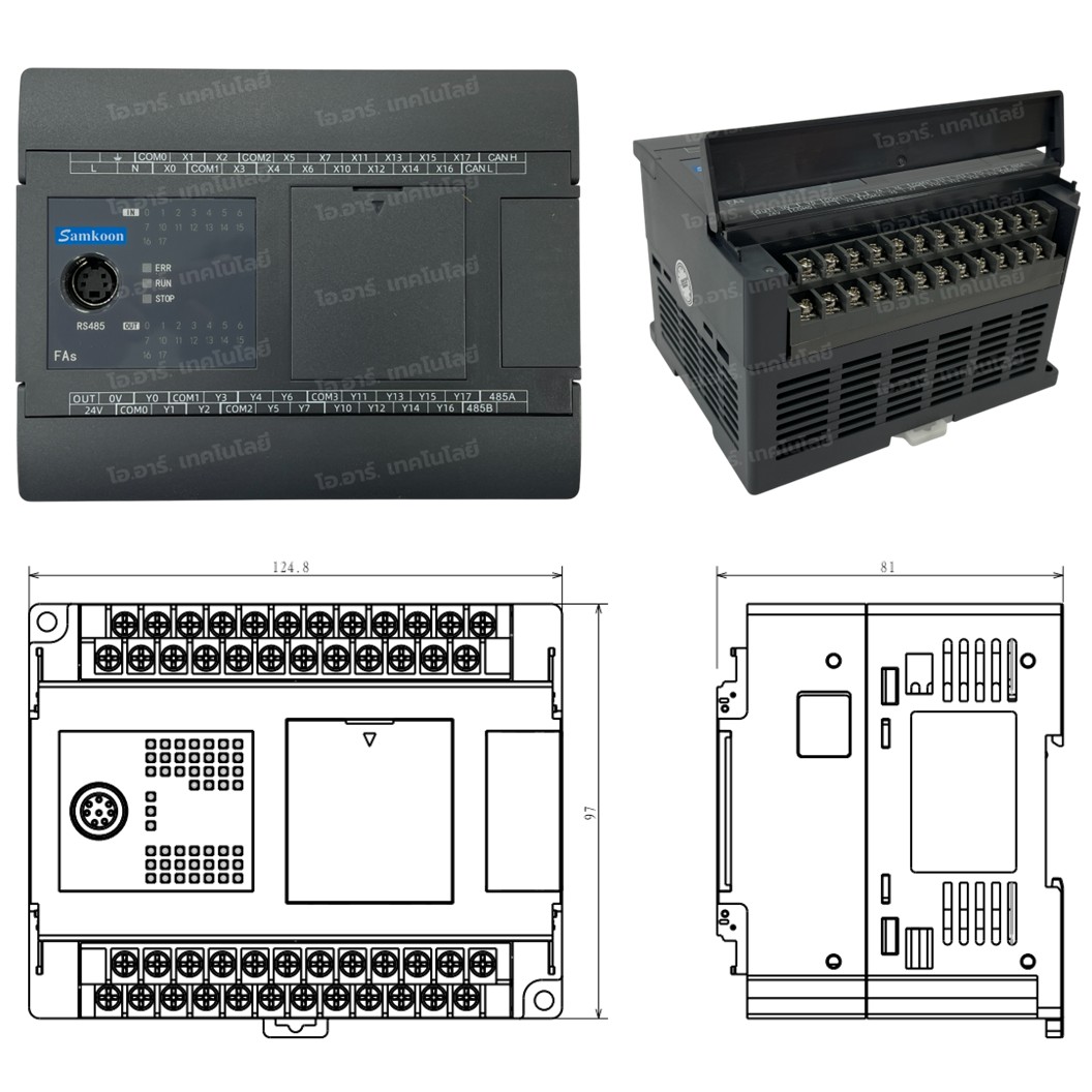 SAMKOON PLC FAs-32MR-AC-E 220VAC 32IO 16IN 16OUT Relay Output บอร์ดอุตสาหกรรม Interfaces: RS232, RS485, Ethernet, USB-C
