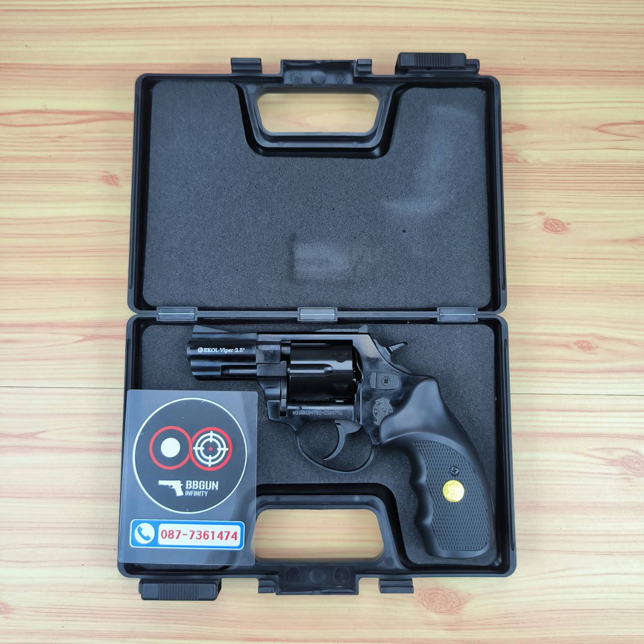 แบลงค์กัน ลูกโม่ 2.5 นิ้ว สีดำ กระดุมทอง EKOL VIPER 2.5" BLACK Smith & Wesson Revolver BLANK GUN