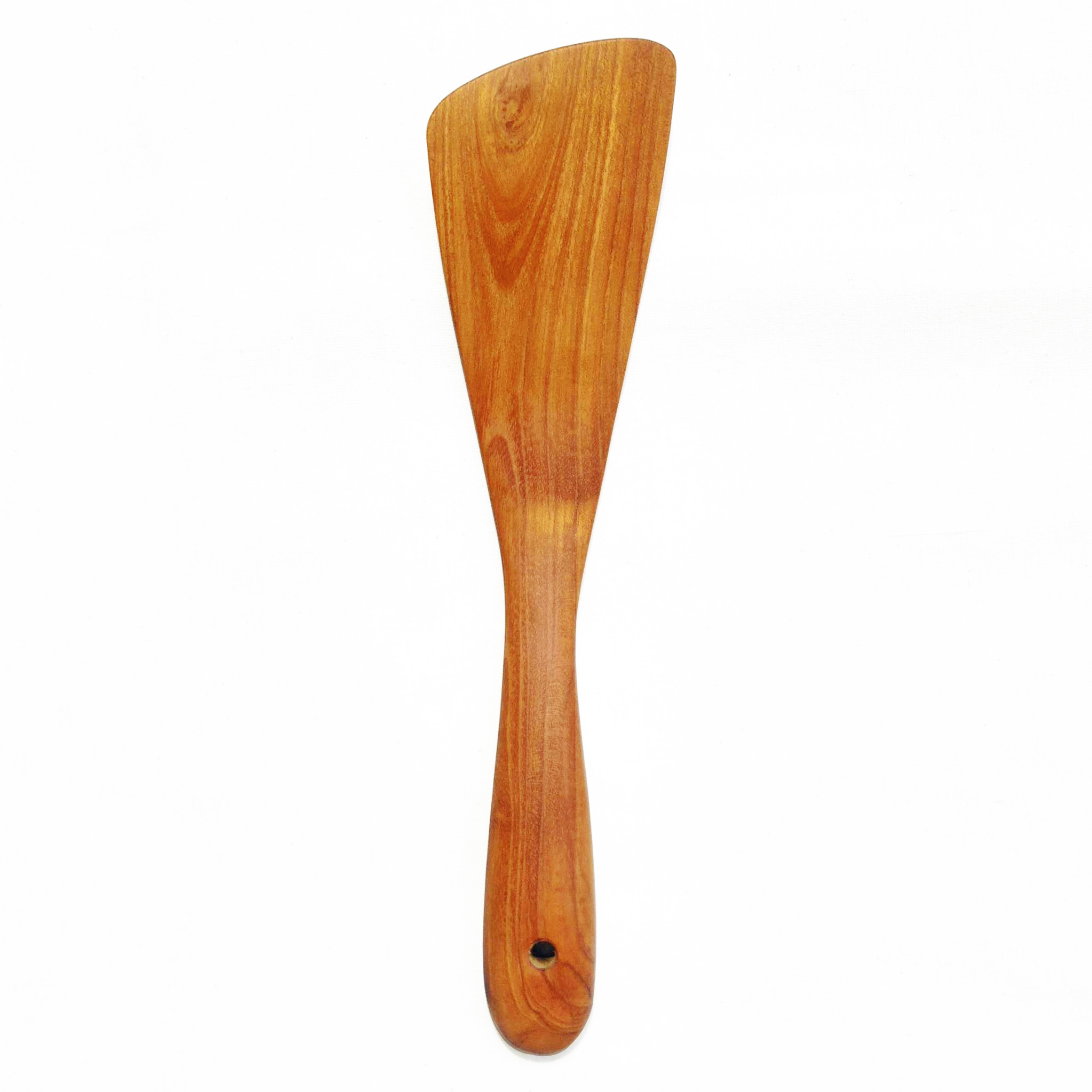 ไม้พายแคบ ไม้สัก ตะหลิวหัวตัดเฉียง Natural Brown Teak Wood Round Bevelled Spatula Turner Narrow
