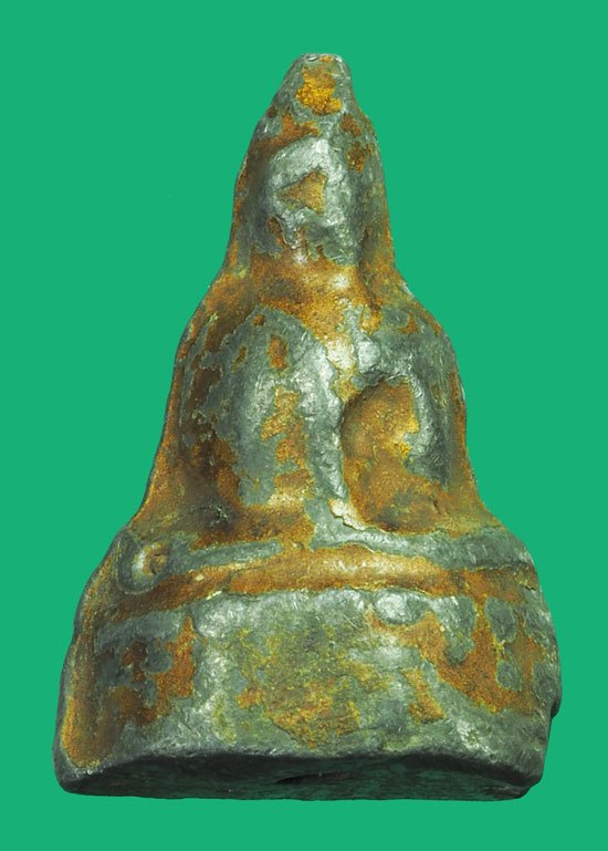 *38979 พระชัยวัฒน์ หลวงพ่อดำ วัดกุฏี ปราจีนบุรี เนื้่อชินตะกั่ว ลงบรอนซ์ 48