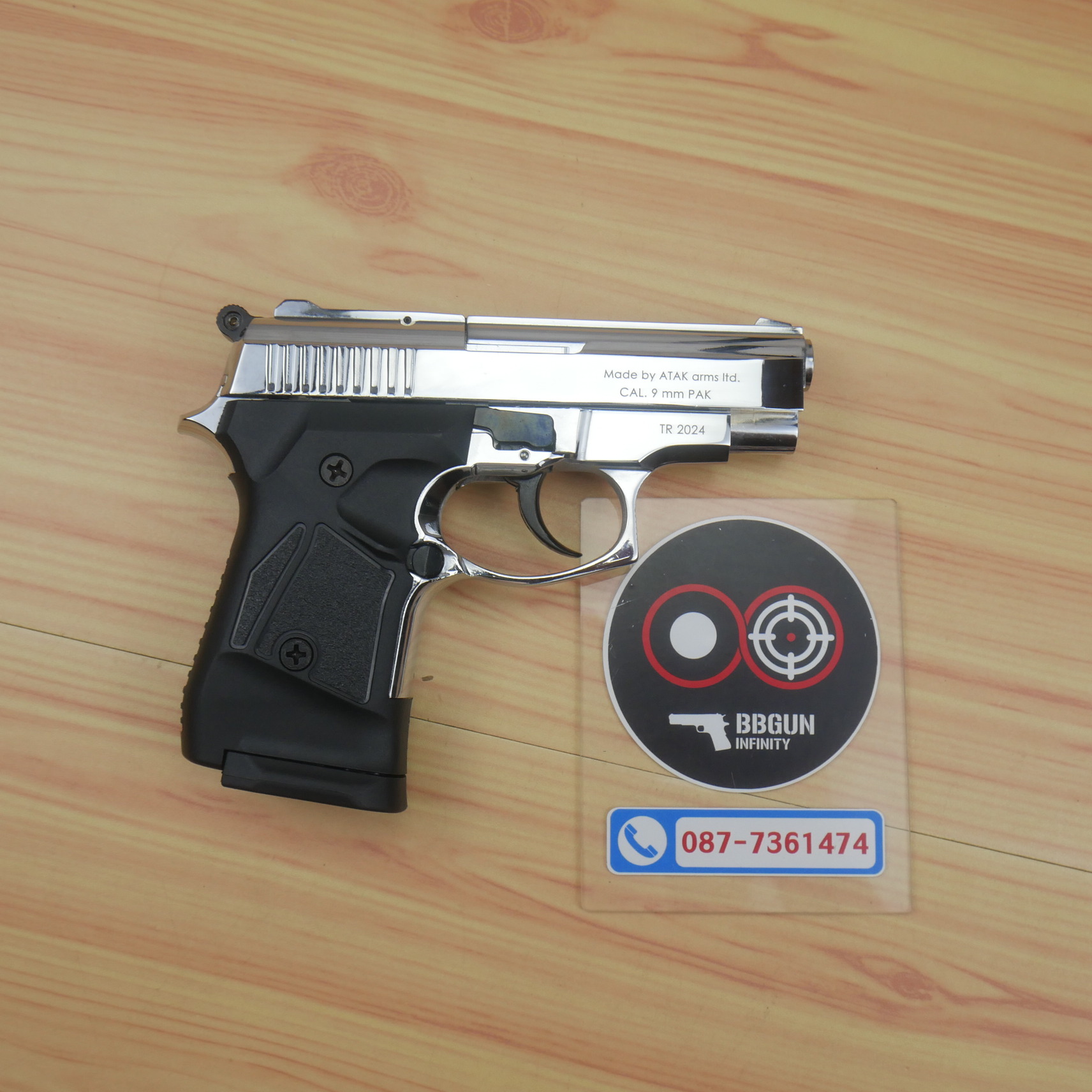 ปืนแบลงค์กัน Zoraki 914 Auto สีเงินเงา 9mm P.A.K. BlankGun (แถมกล่องใส่ปืน)