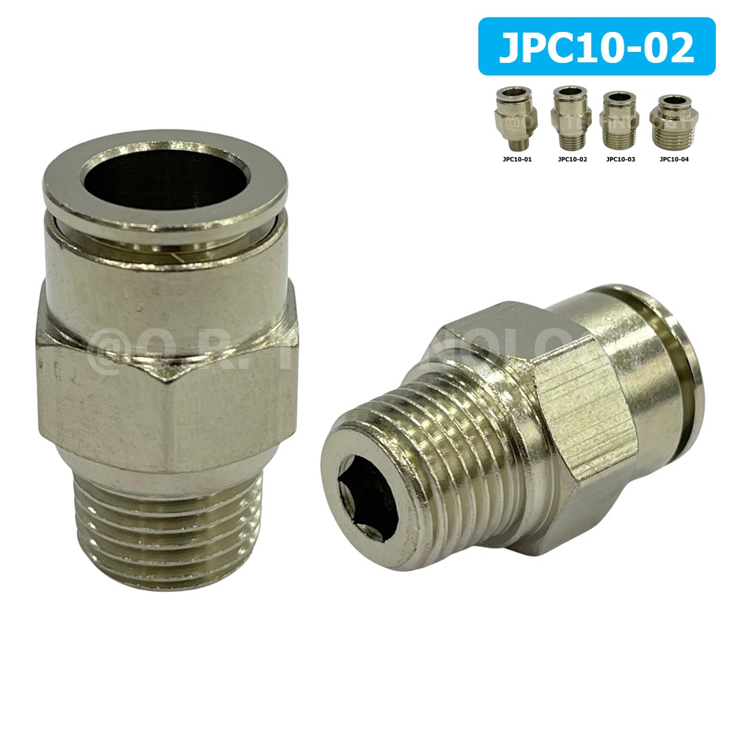 (1ชิ้น) JPC10-02 ข้อต่อลมสแตนเลสเกลียวนอก ข้อต่อลมเกลียวนอก ข้อต่อลม สแตนเลส STAINLESS Male Thread Straight Quick Connector Fitting